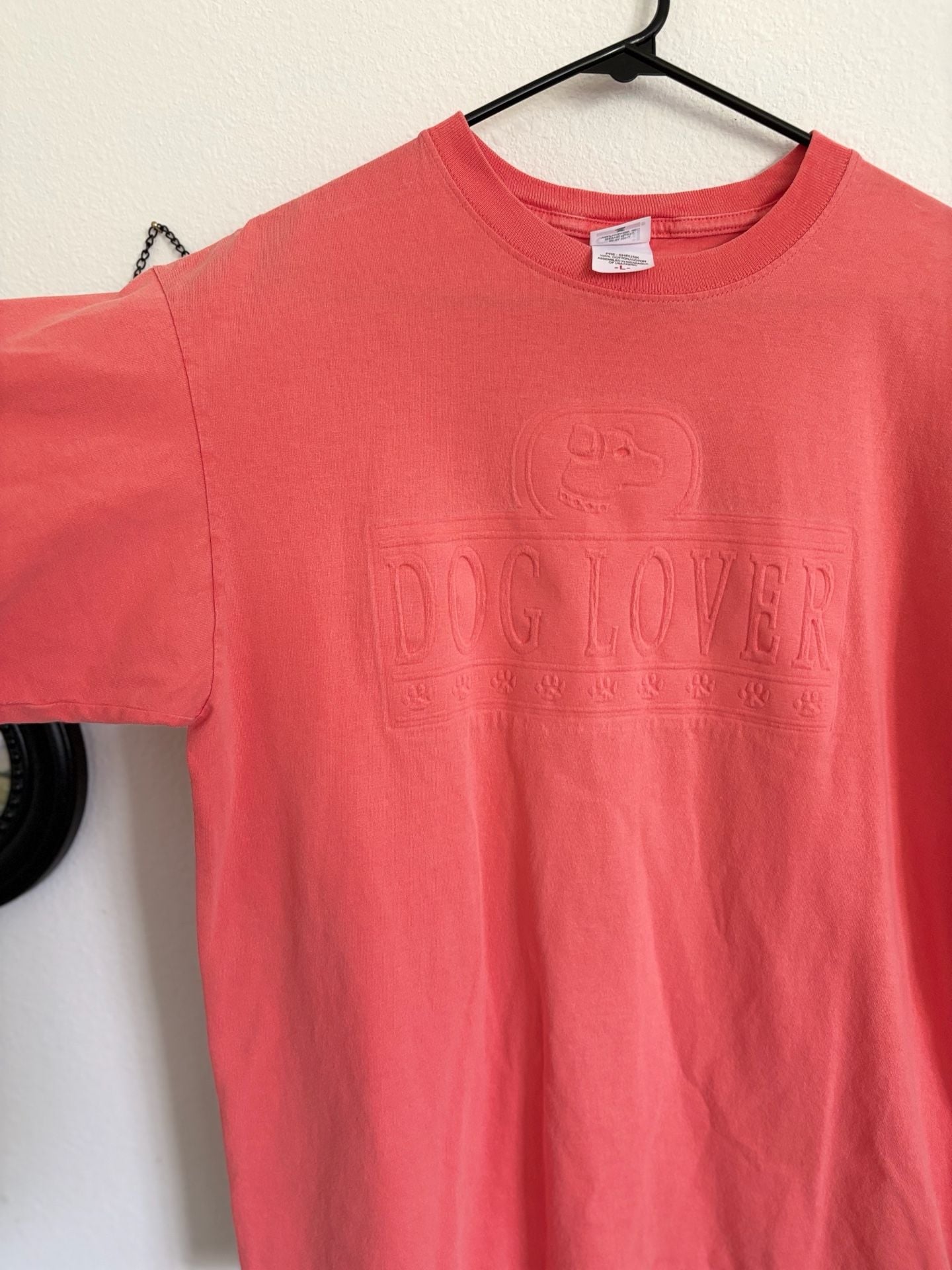 Anvil Dog Lover T-Shirt Size L Salmon Pink Graphic Tee 5