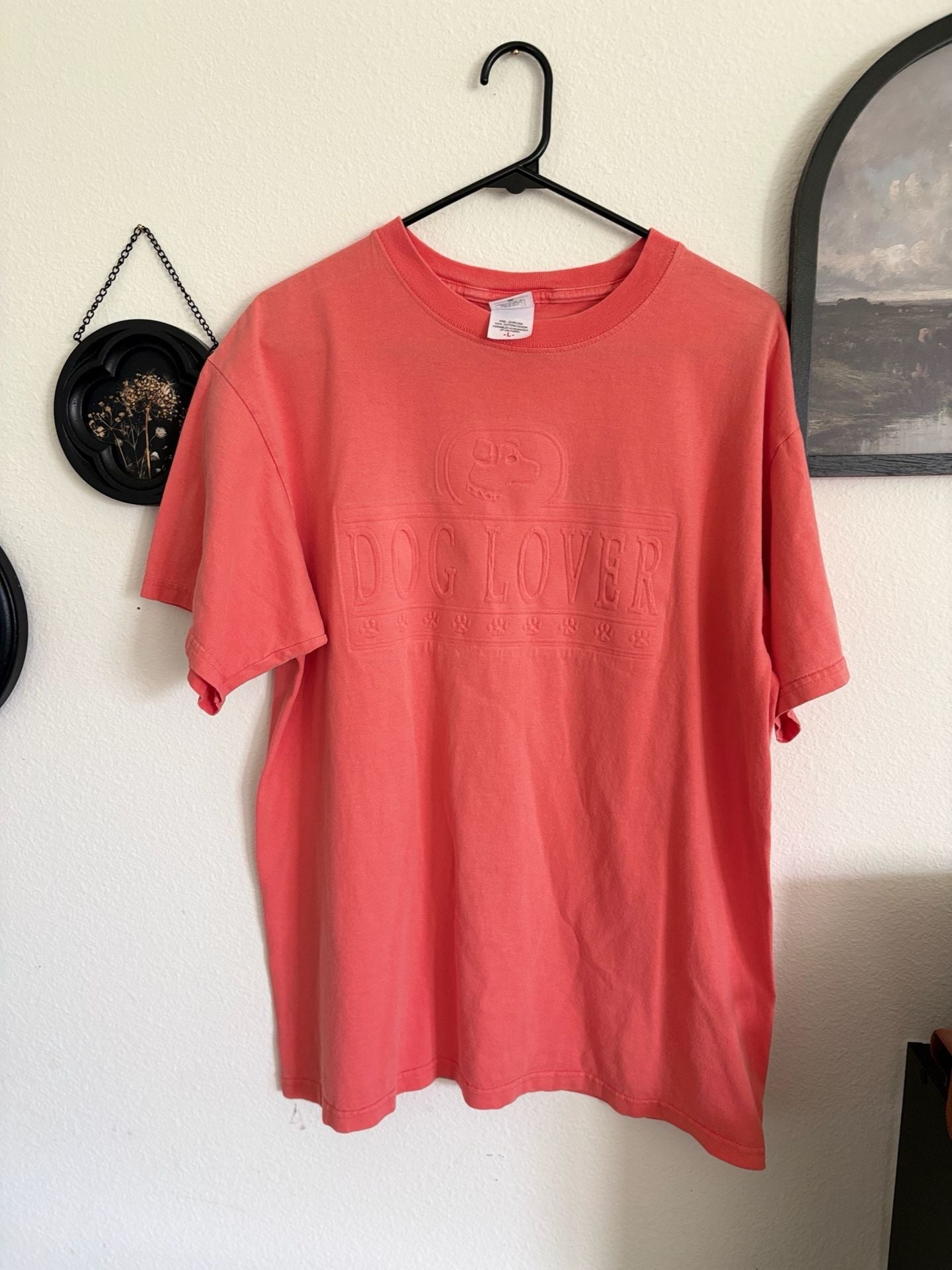 Anvil Dog Lover T-Shirt Size L Salmon Pink Graphic Tee 6