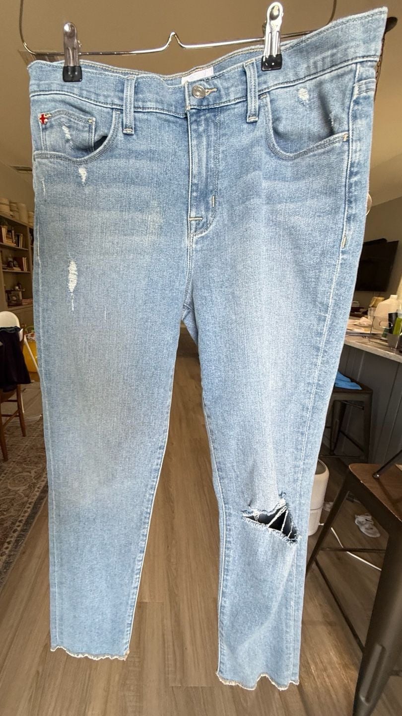Hudson Natalie Suz Jeans Size 29 Light Wash Distressed Straight Leg 2
