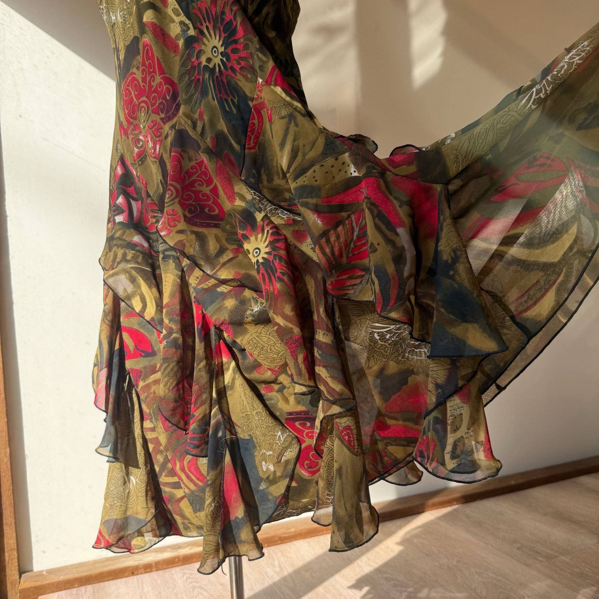 Vintage Floral Ruffle Midi Dress Plus Size 3