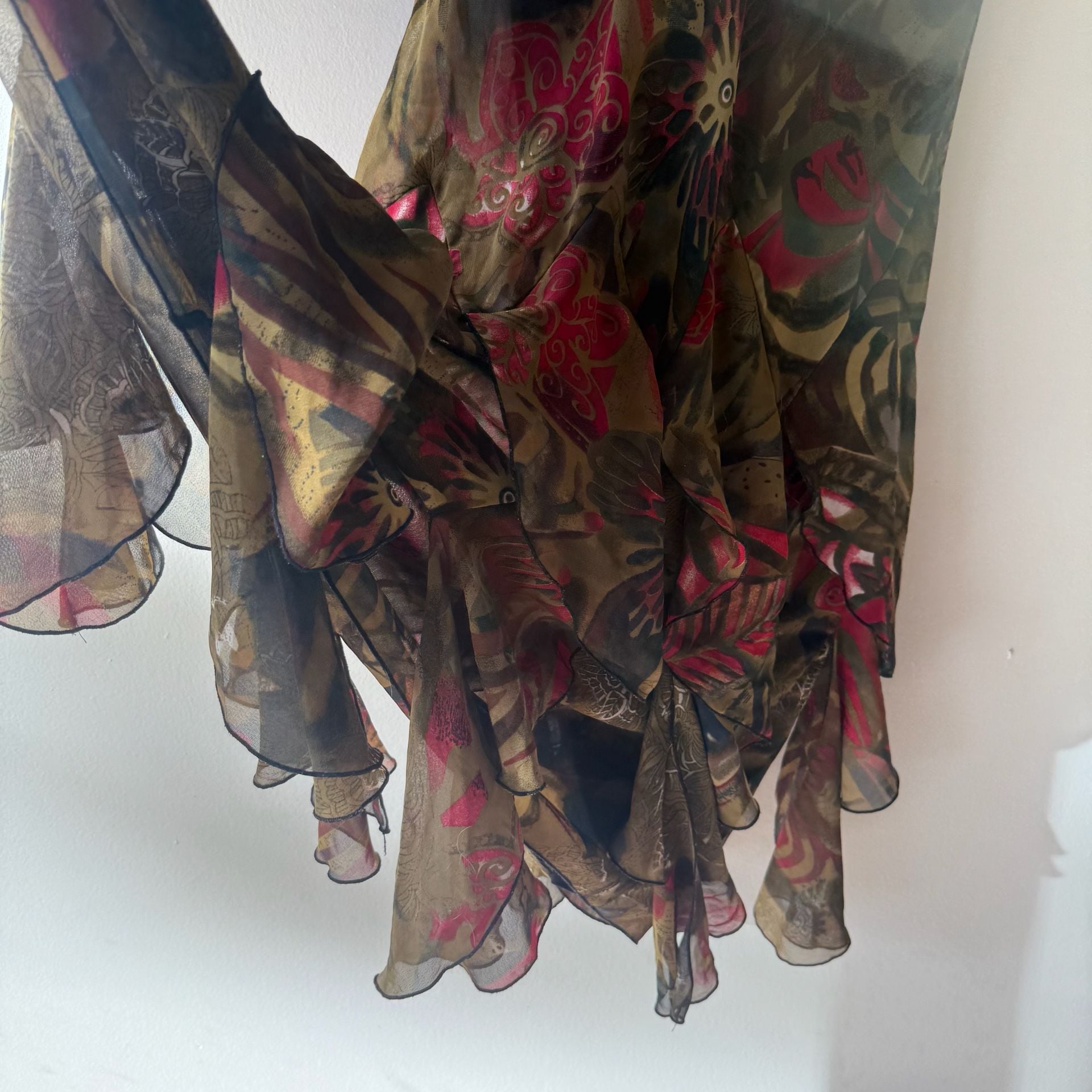 Vintage Floral Ruffle Midi Dress Plus Size 14