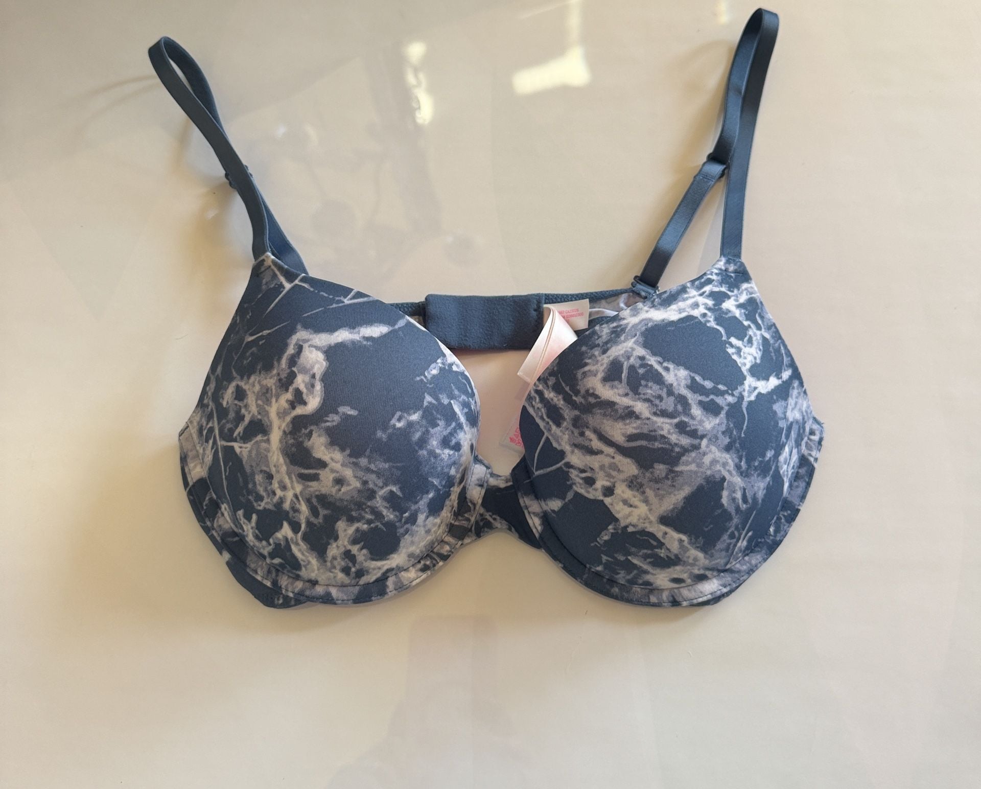 PINK Victoria's Secret Bra Size 36B Blue Marble Print 2
