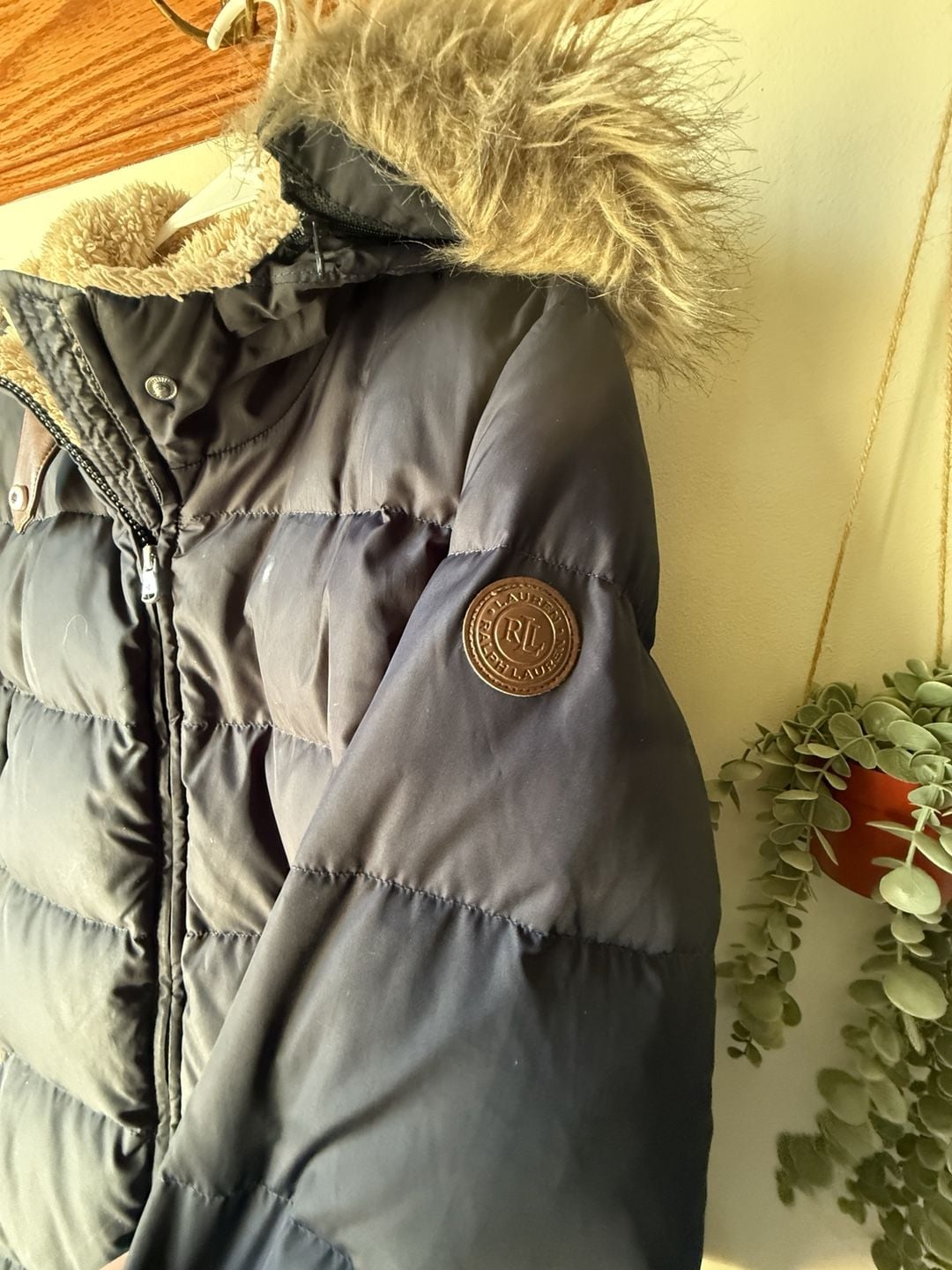 Lauren Ralph Lauren Women’s Black Puffer Jacket Sherpa Fur Hood Y2K size L 5