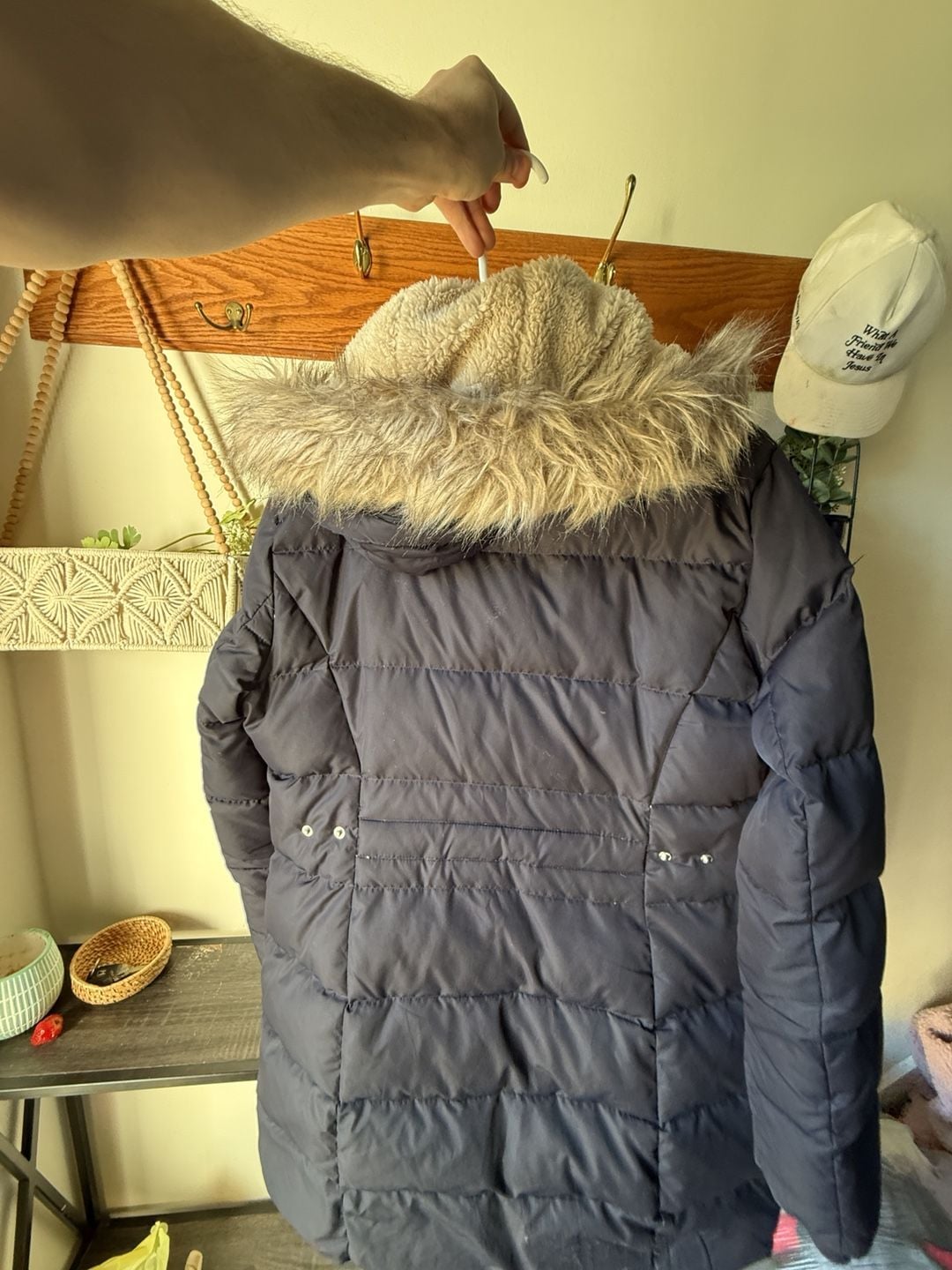 Lauren Ralph Lauren Women’s Black Puffer Jacket Sherpa Fur Hood Y2K size L 6