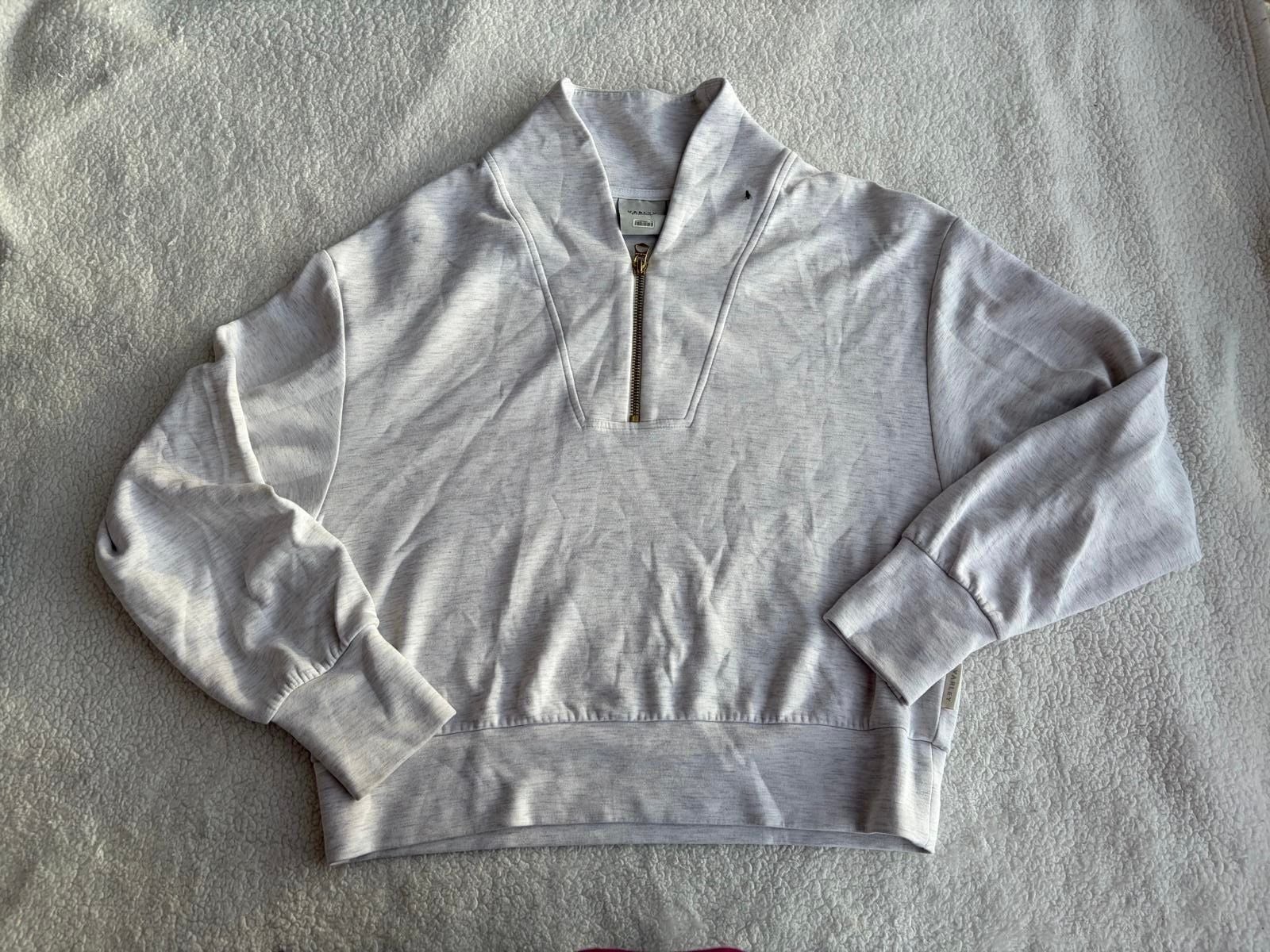 Varley DoubleSoft Pullover Sweatshirt Size S Grey Heather 1/2 Zip 2