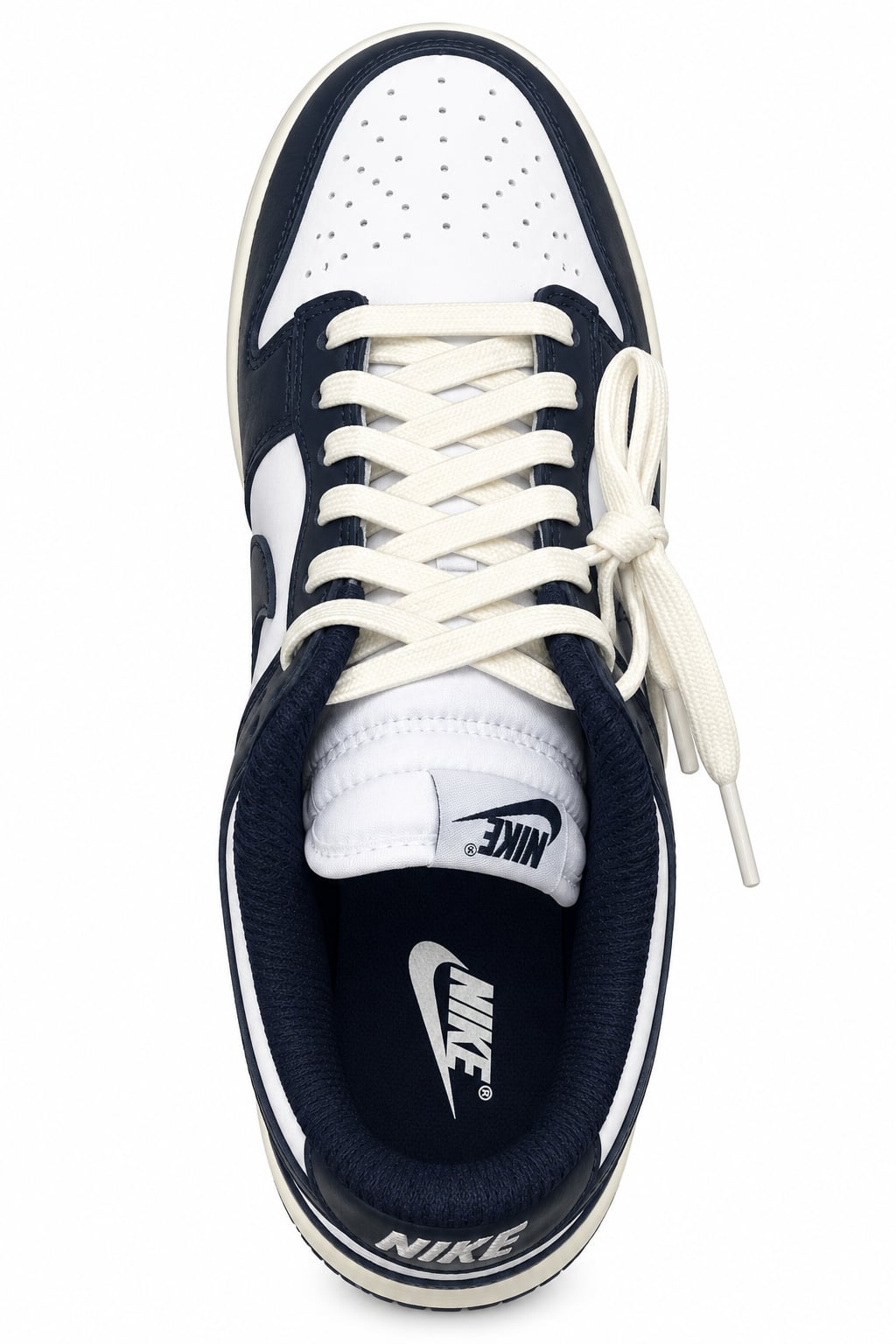 Nike Dunk Low PRM Size 8.5 Midnight Navy White Leather Sneakers 3