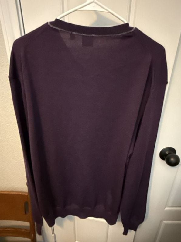 Saks Fifth Avenue Purple Merino Wool V-Neck Sweater XXL 5