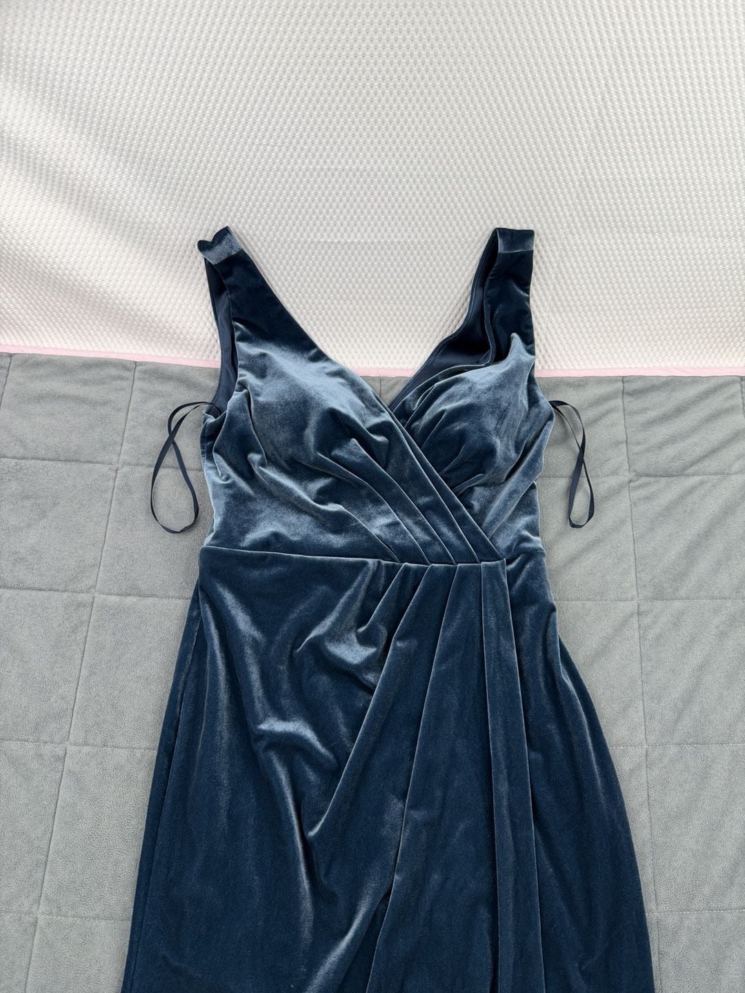 Revelry Velvet Long Dress Size 6 Blue Wrap Formal Bridesmaid Maxi 3