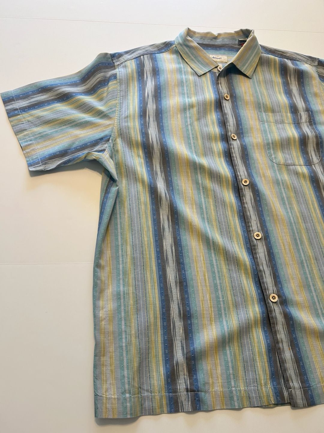 Tommy Bahama Button Down Shirt Size L Striped Silk 5