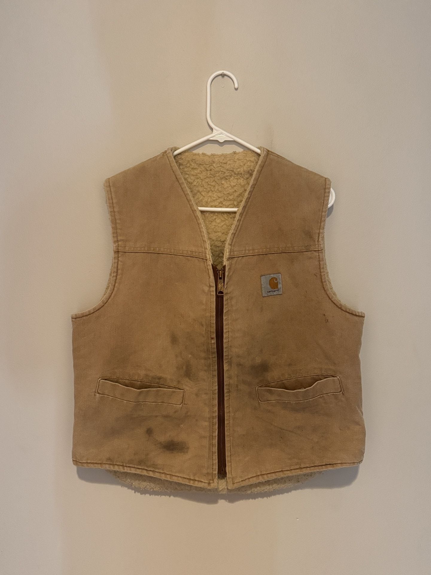 Carhartt Duck Sherpa Lined Vest Brown Canvas Workwear 2