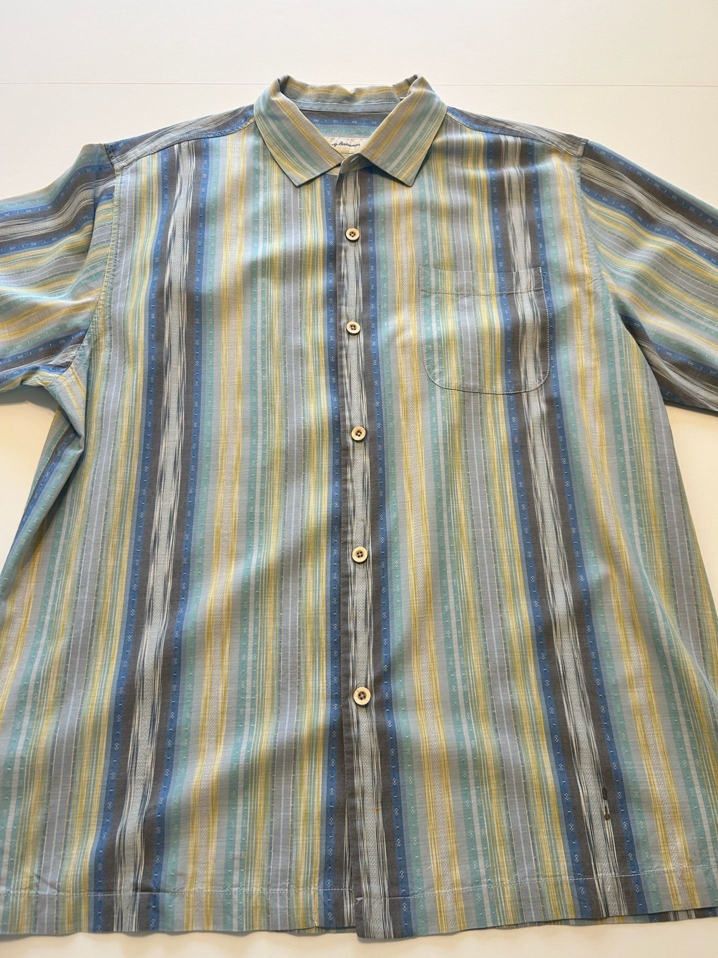 Tommy Bahama Button Down Shirt Size L Striped Silk 2