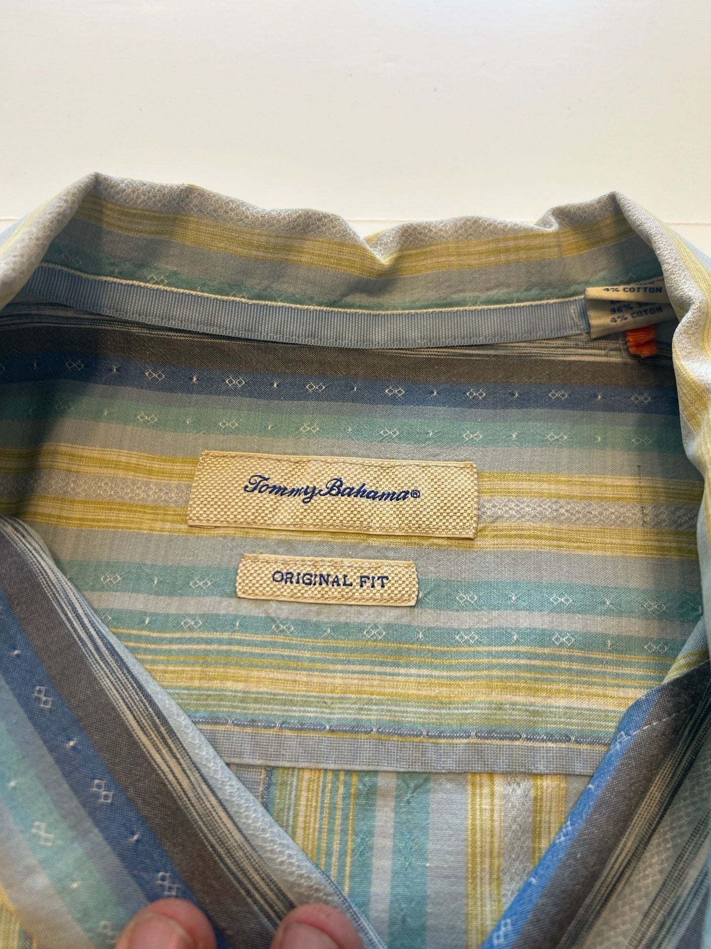Tommy Bahama Button Down Shirt Size L Striped Silk 3