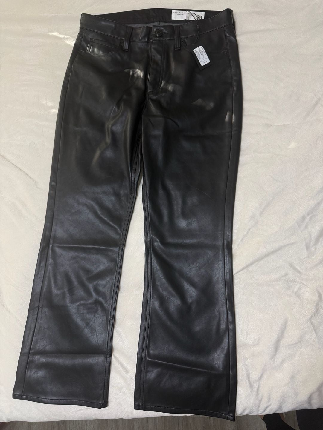 rag & bone Peyton Faux Leather Ankle Flare Pants Size 29 Black New 3