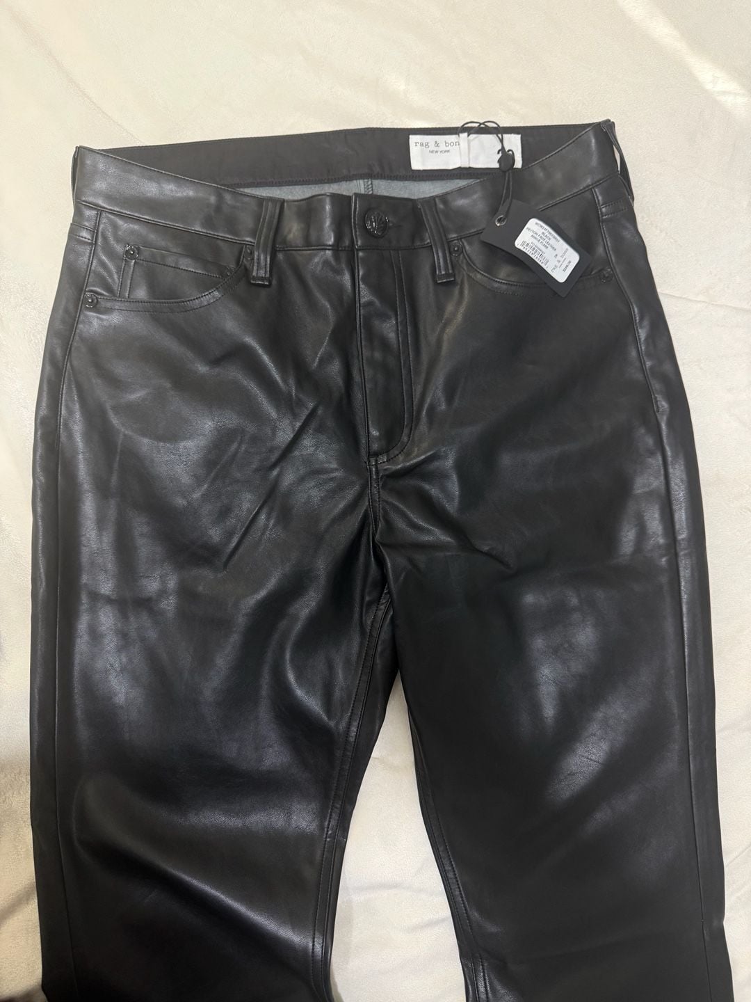 rag & bone Peyton Faux Leather Ankle Flare Pants Size 29 Black New 4
