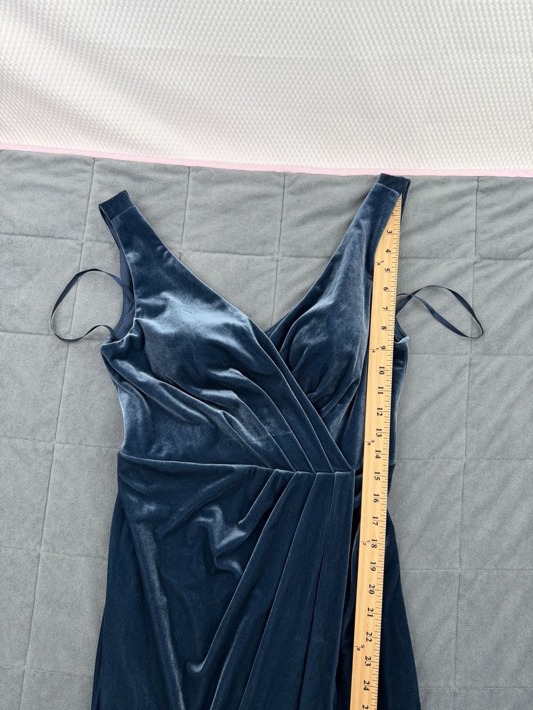 Revelry Velvet Long Dress Size 6 Blue Wrap Formal Bridesmaid Maxi 5