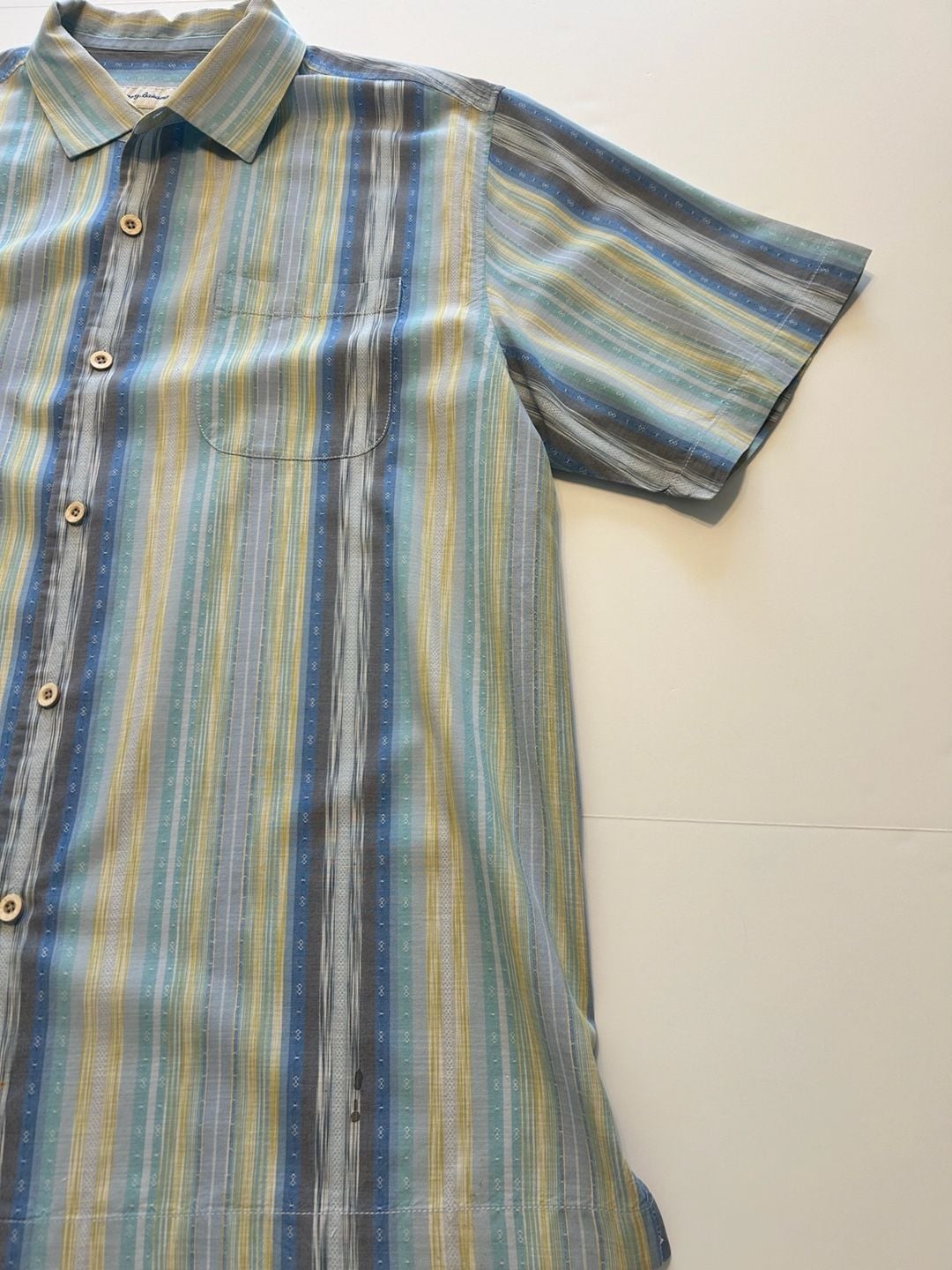 Tommy Bahama Button Down Shirt Size L Multicolor Striped Silk 8