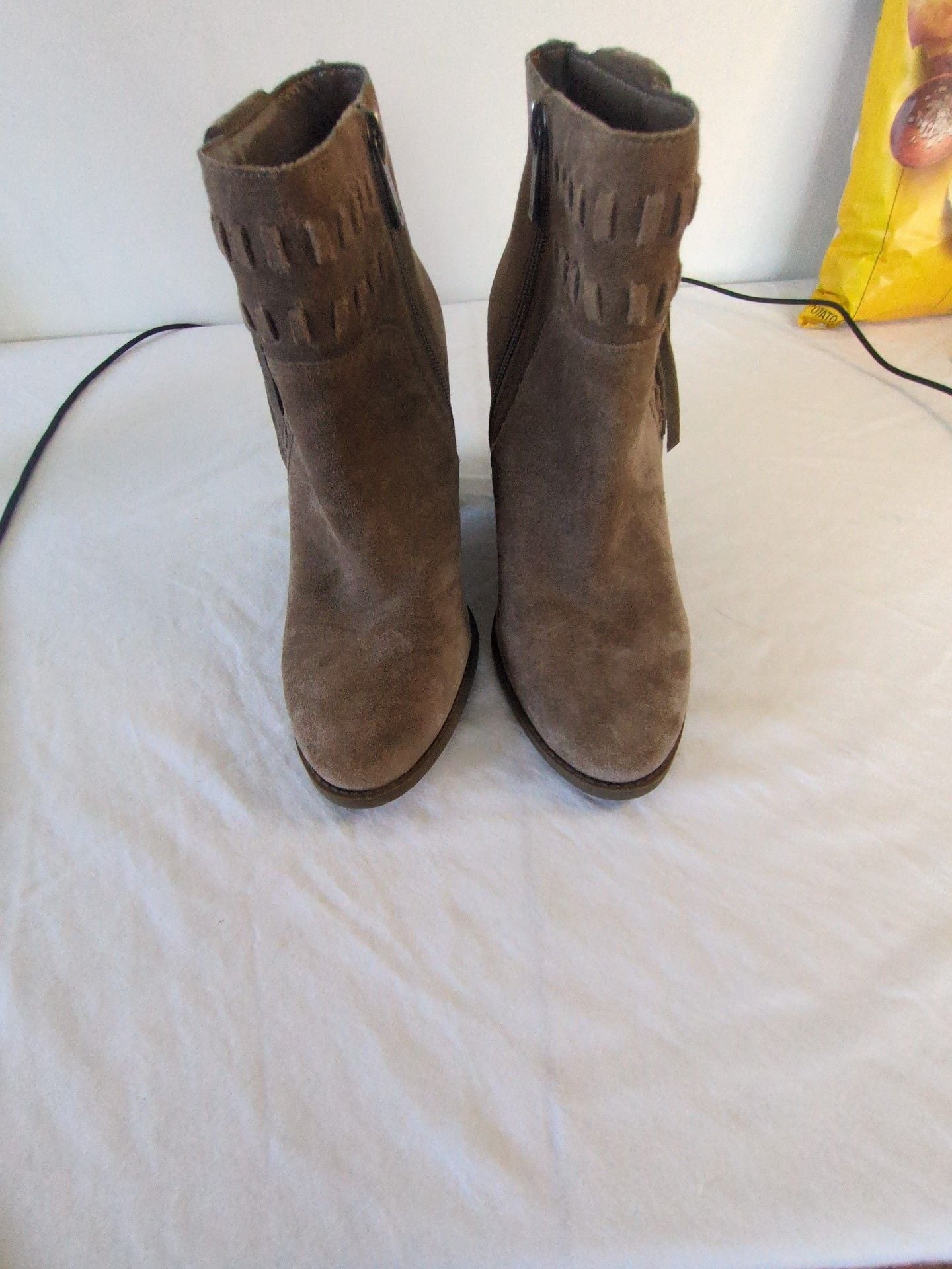 Jessica Simpson Chassie Booties Size 8M Brown Suede Fringe Heels 2
