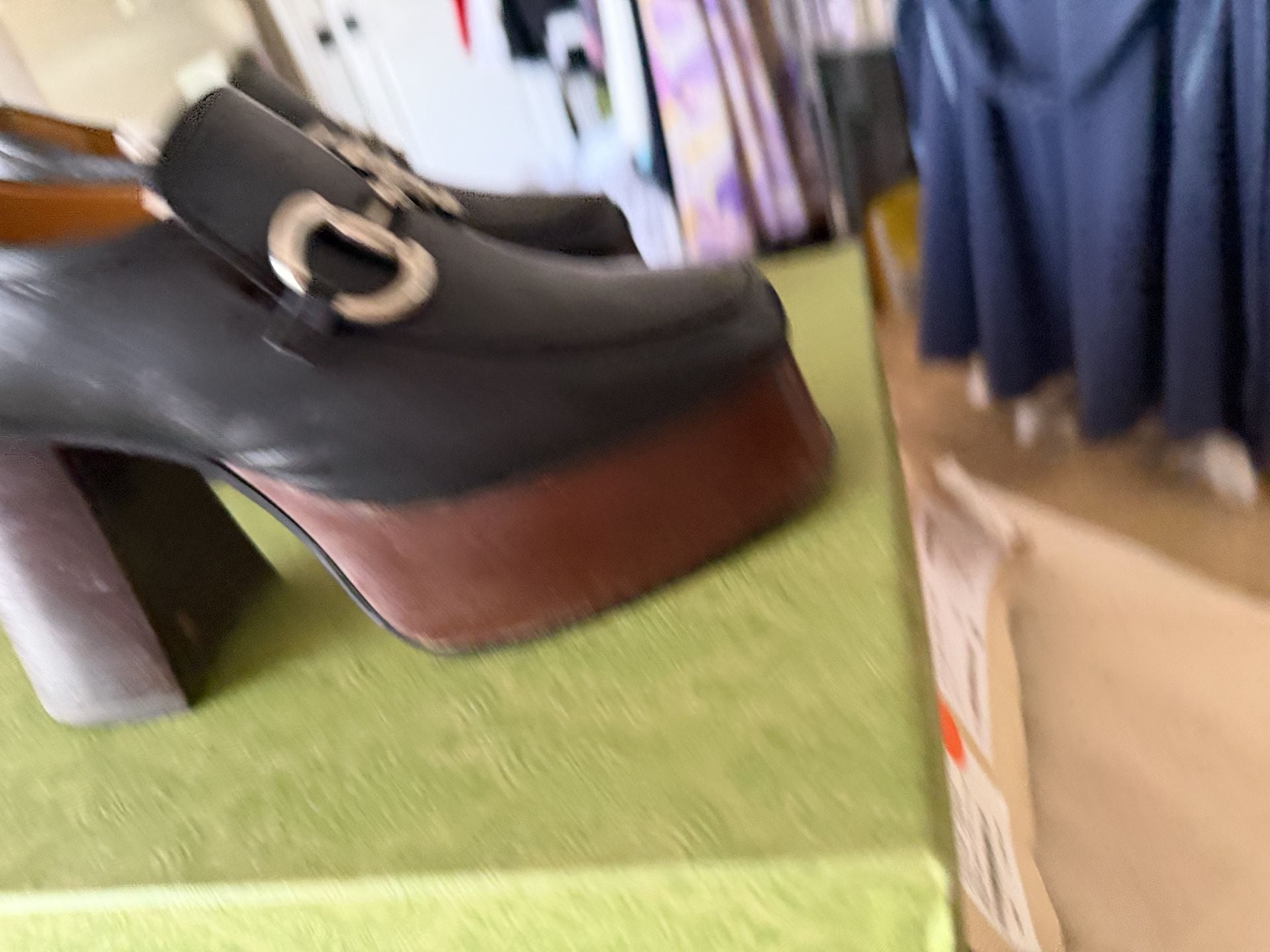 Gucci Horsebit Platform Pump Size 37 Black Leather Heels 7