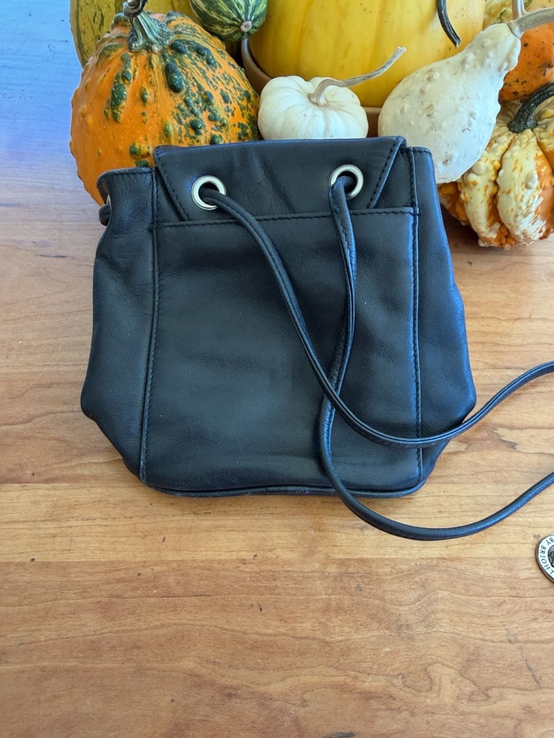 Brighton One World Black Leather Cherub Crossbody Bag 9