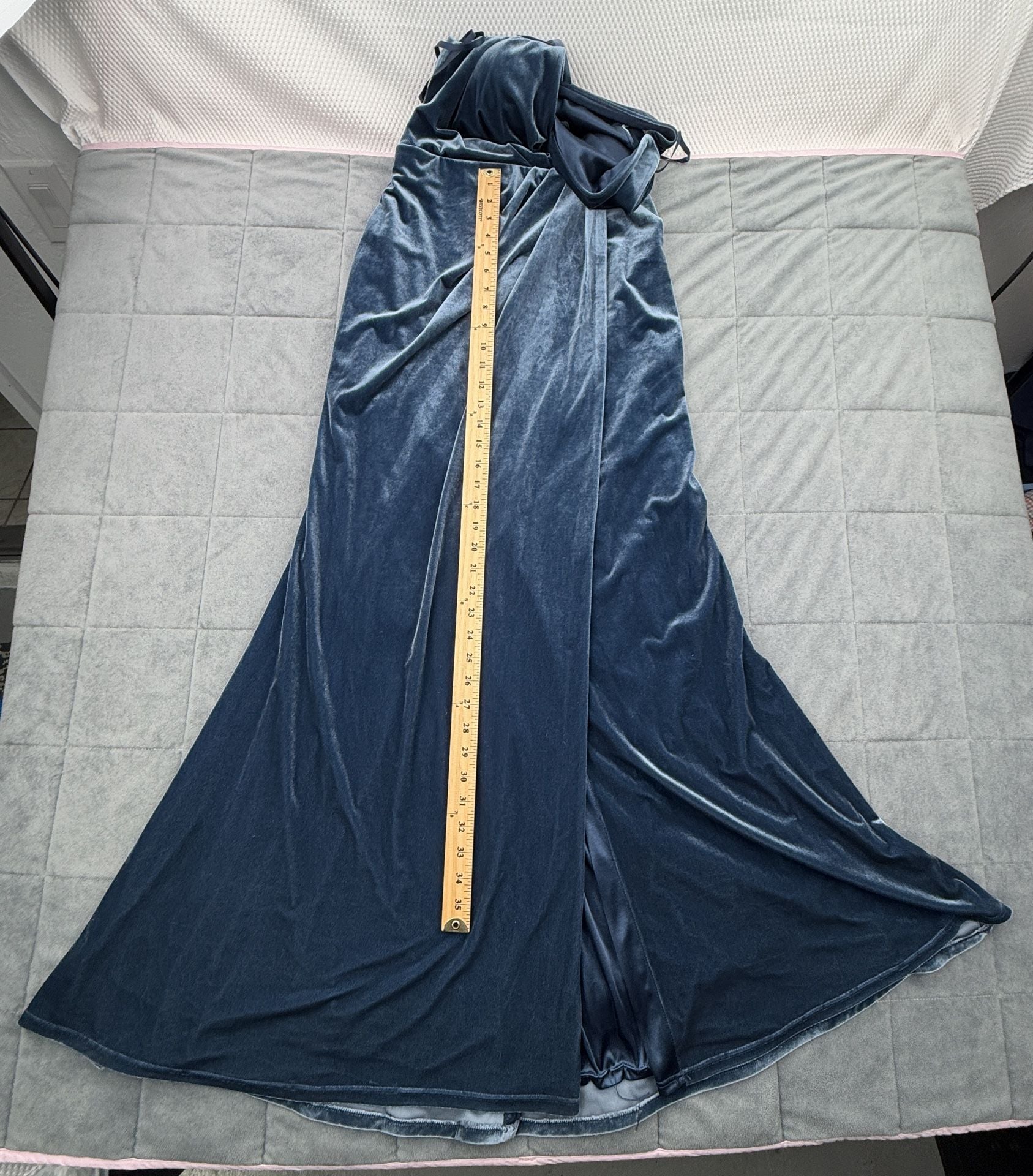 Revelry Velvet Long Dress Size 6 Blue Wrap Formal Bridesmaid Maxi 6