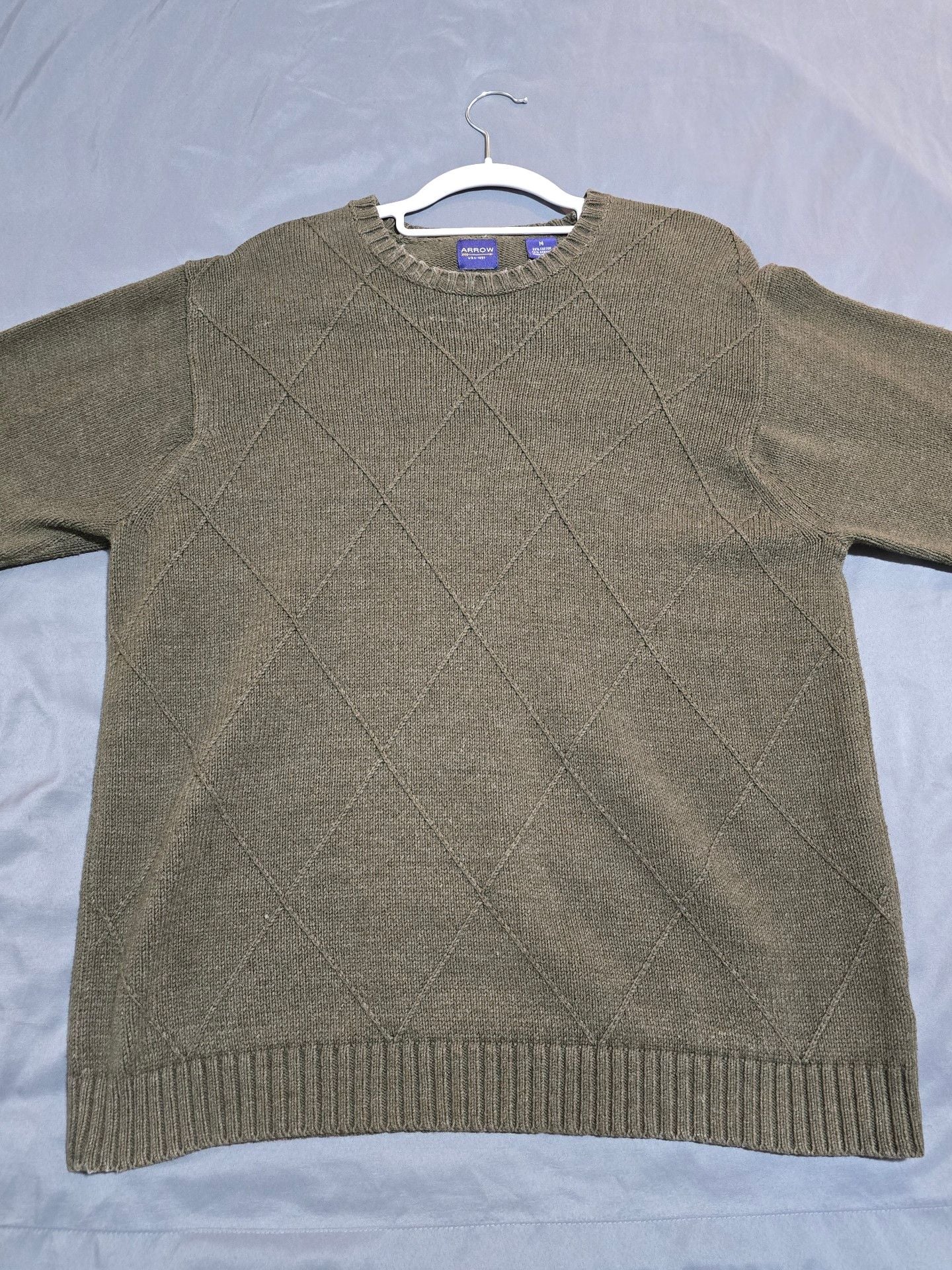 Arrow Sweater Size M Green Diamond Knit Cotton Blend 2