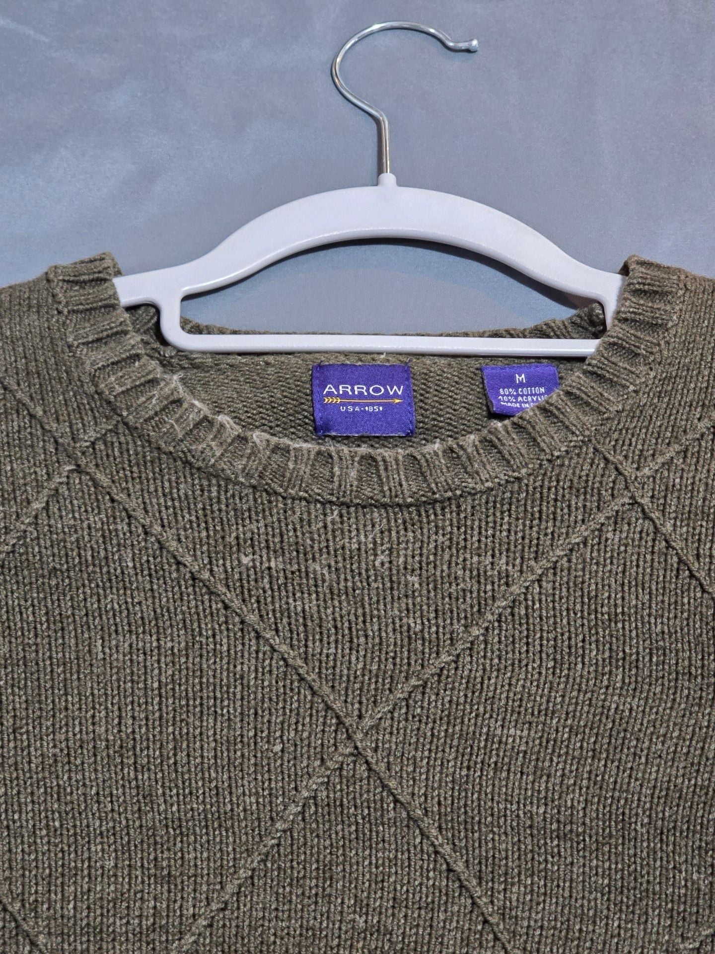 Arrow Sweater Size M Green Diamond Knit Cotton Blend 3