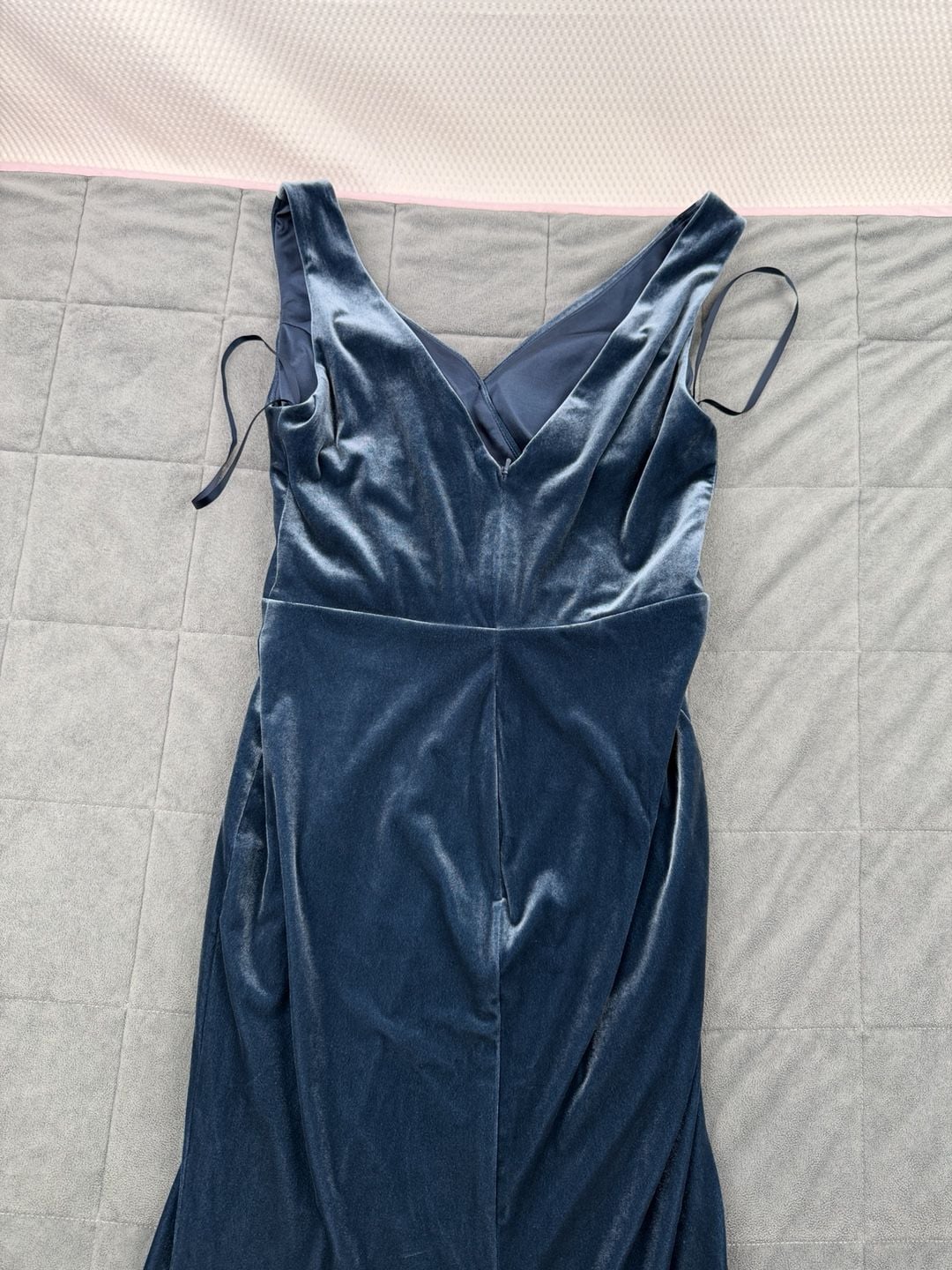 Revelry Velvet Long Dress Size 6 Blue Wrap Formal Bridesmaid Maxi 7
