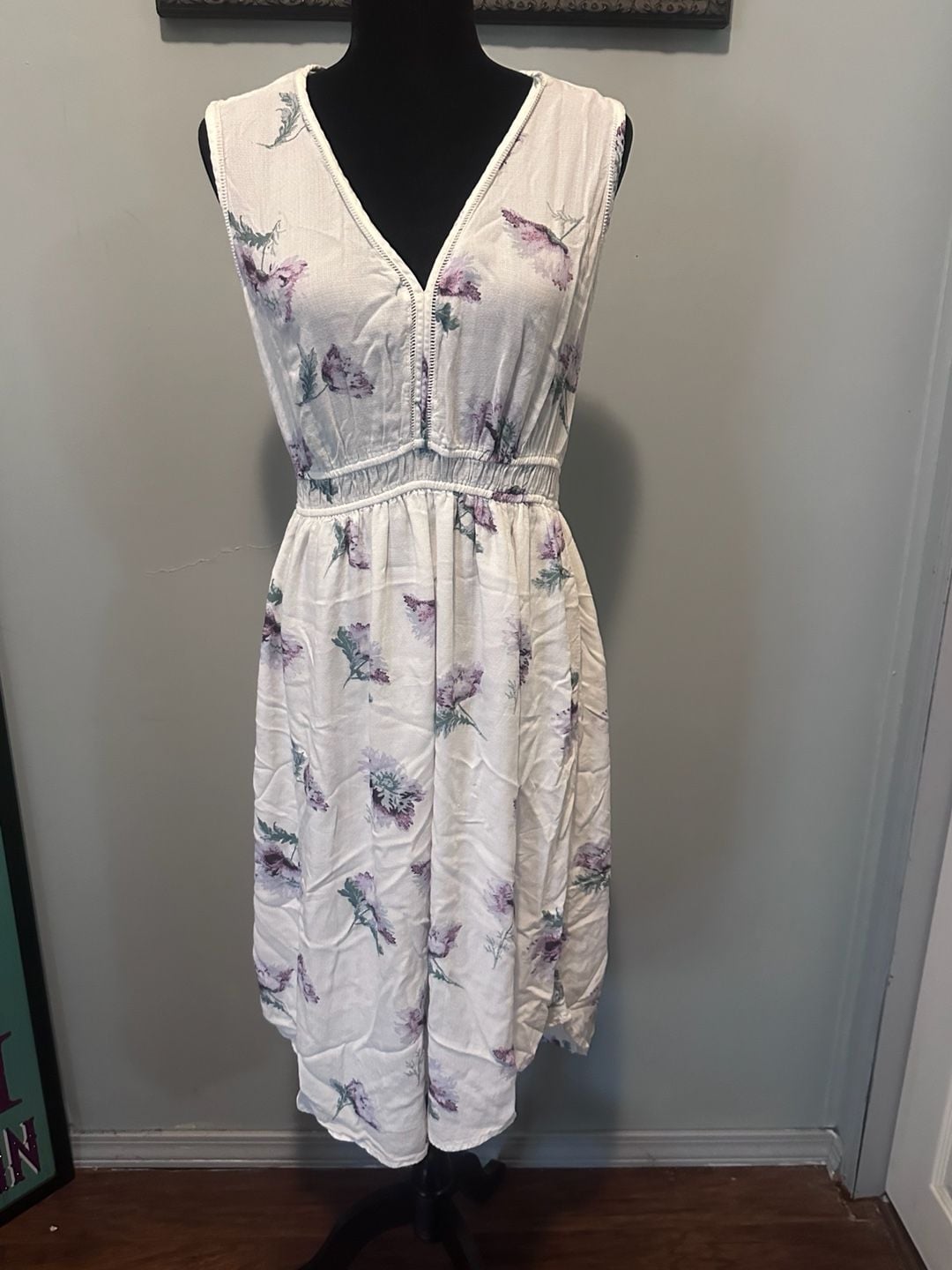 Lucky Brand White Purple Floral Sleeveless Midi Dress 2