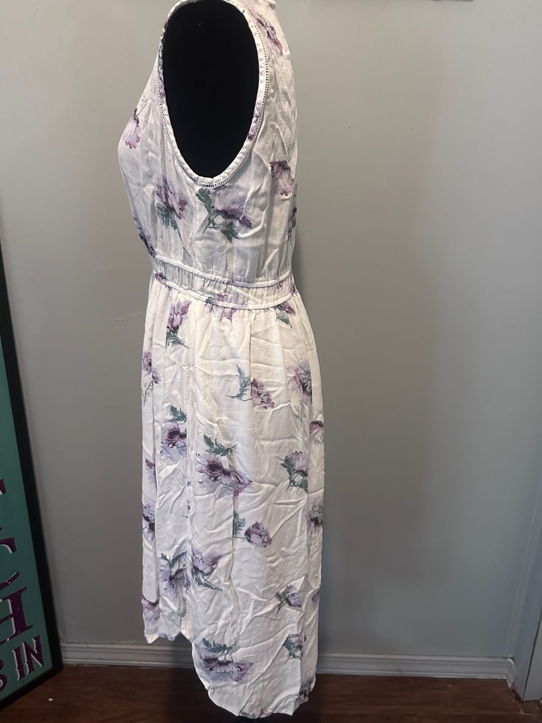 Lucky Brand White Purple Floral Sleeveless Midi Dress 3