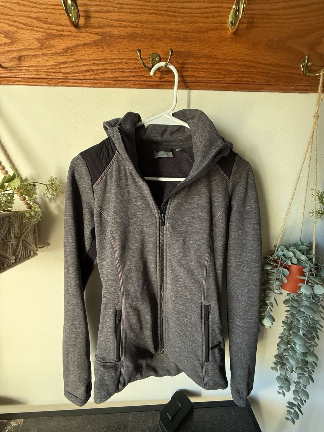 Athleta Full Zip Hooded Jacket Size XXS Gray Fleece Athletic 2