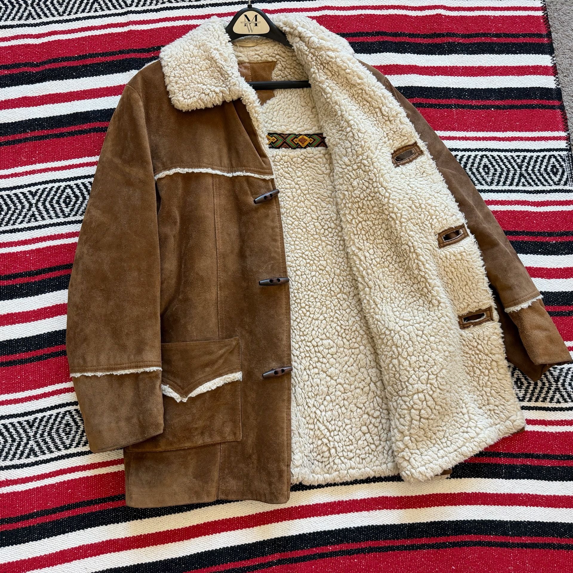 60s/70s Pioneer Wear Cowhide Suede Sherpa Jacket - Sz L 3
