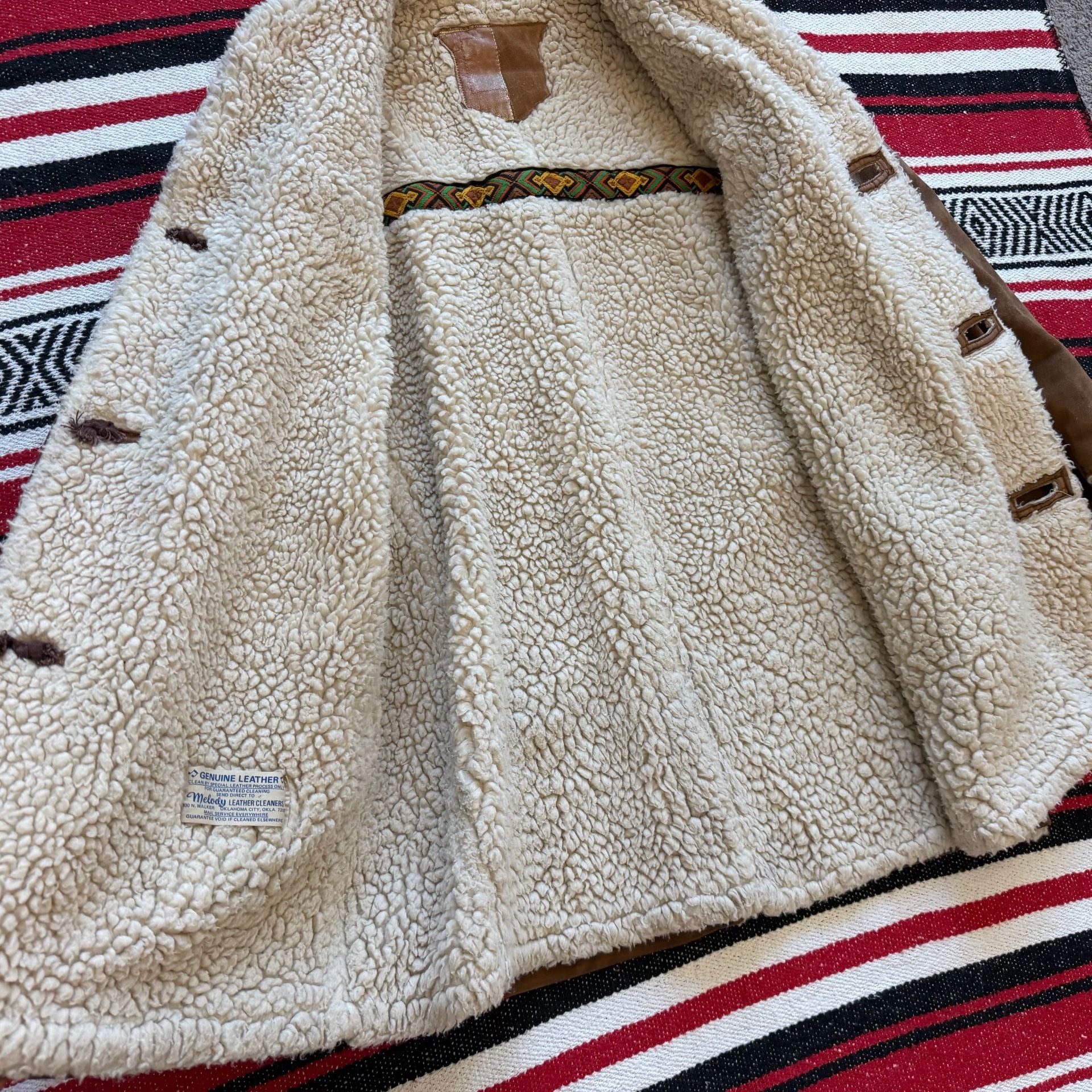 60s/70s Pioneer Wear Cowhide Suede Sherpa Jacket - Sz L 5