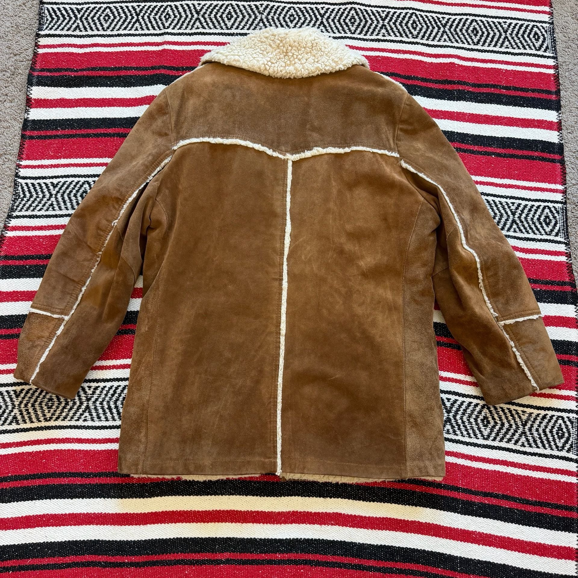 60s/70s Pioneer Wear Cowhide Suede Sherpa Jacket - Sz L 7