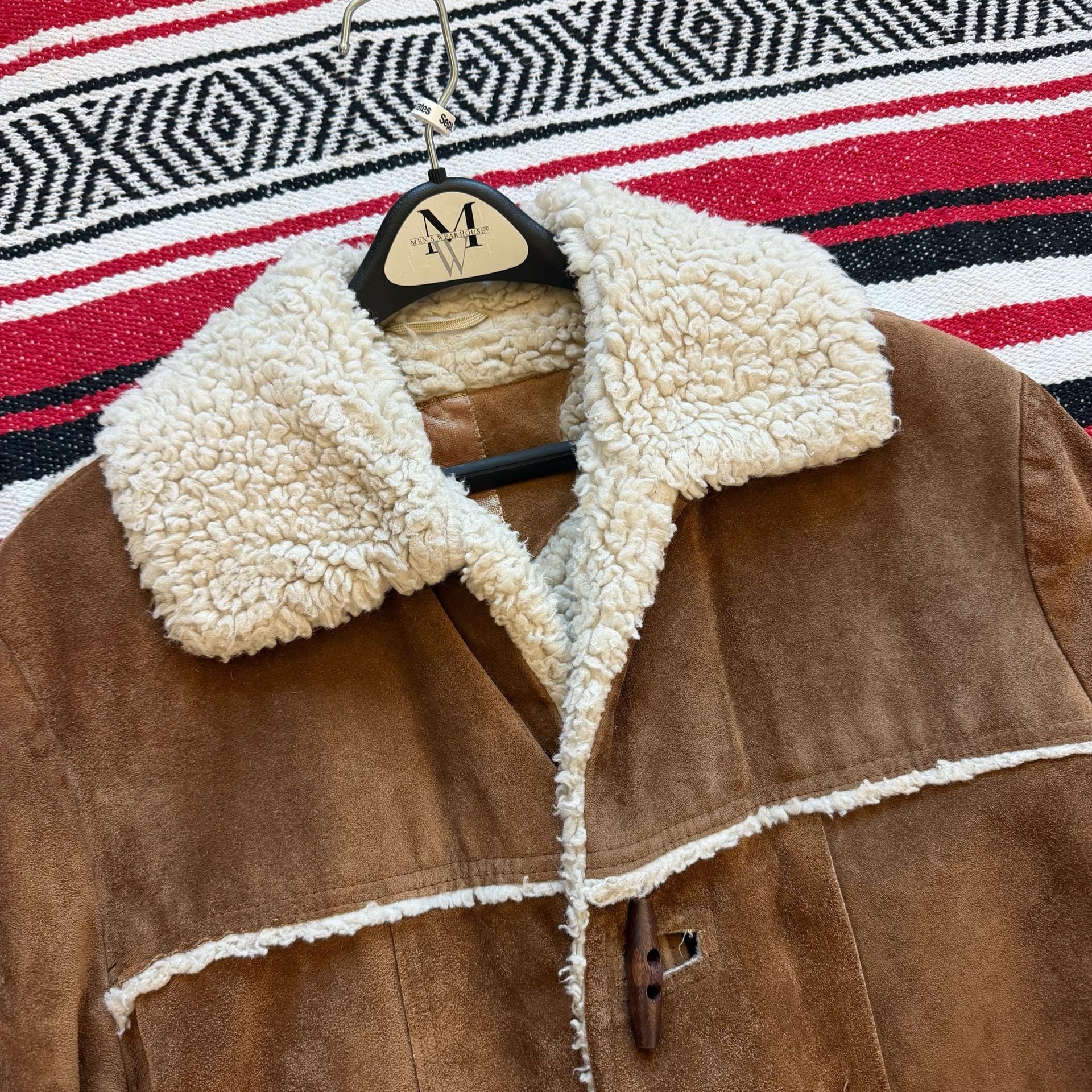 60s/70s Pioneer Wear Cowhide Suede Sherpa Jacket - Sz L 9