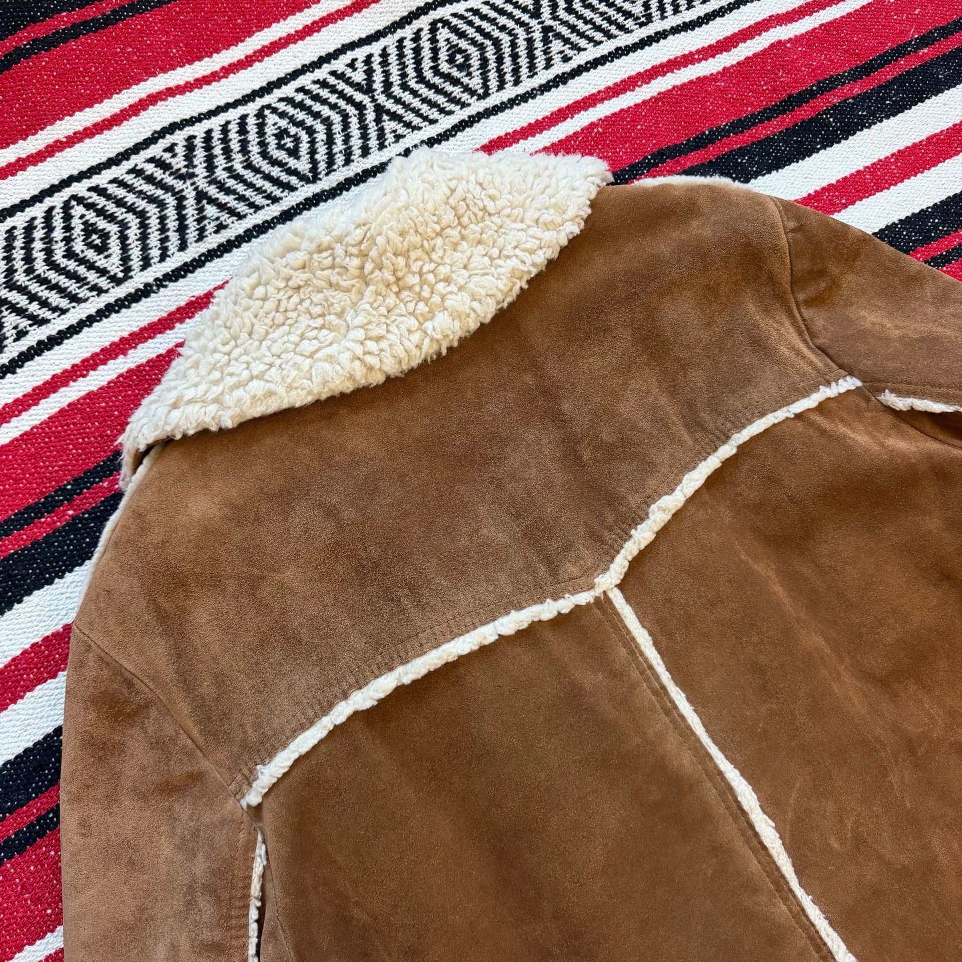 60s/70s Pioneer Wear Cowhide Suede Sherpa Jacket - Sz L 13