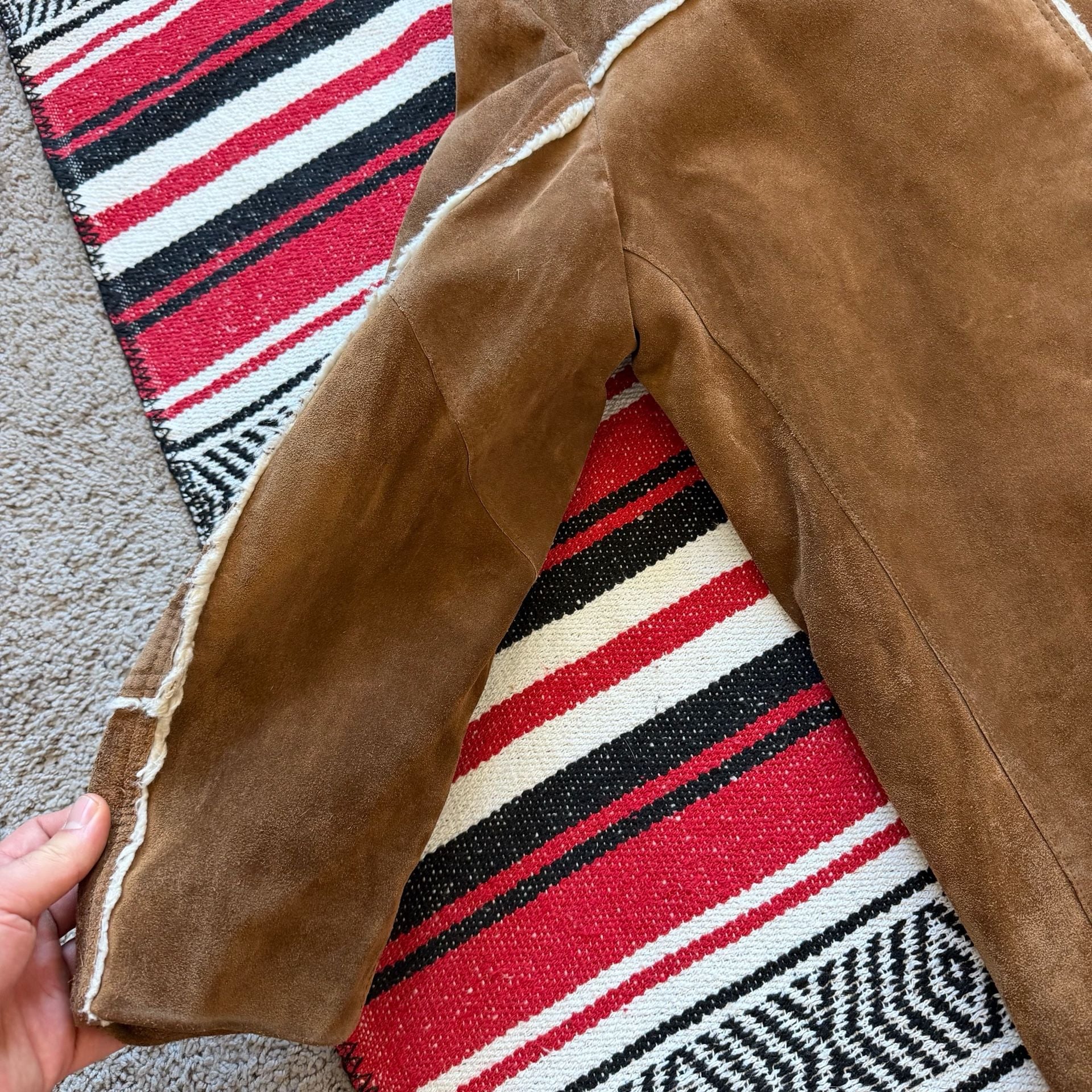 60s/70s Pioneer Wear Cowhide Suede Sherpa Jacket - Sz L 14