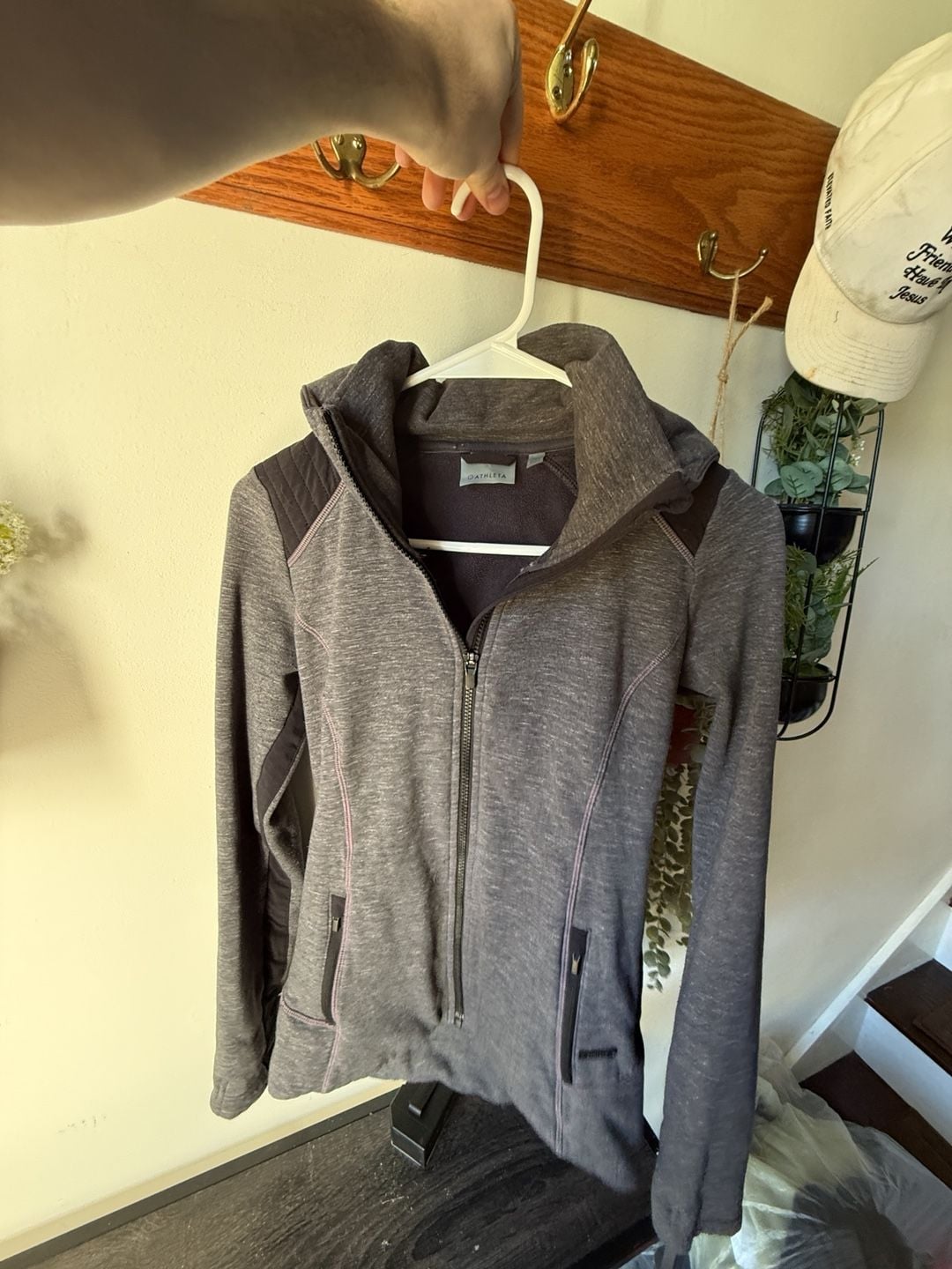Athleta Full Zip Hooded Jacket Size XXS Gray Fleece Athletic 7