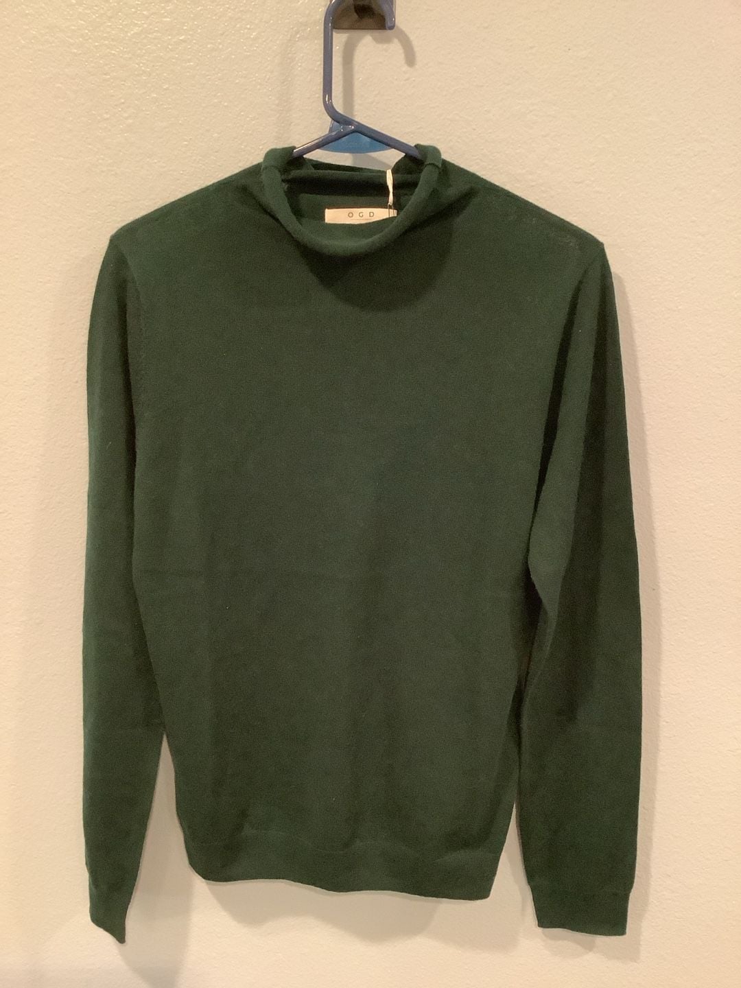OGD Mock Neck Sweater Size L 100% Merino Wool 2