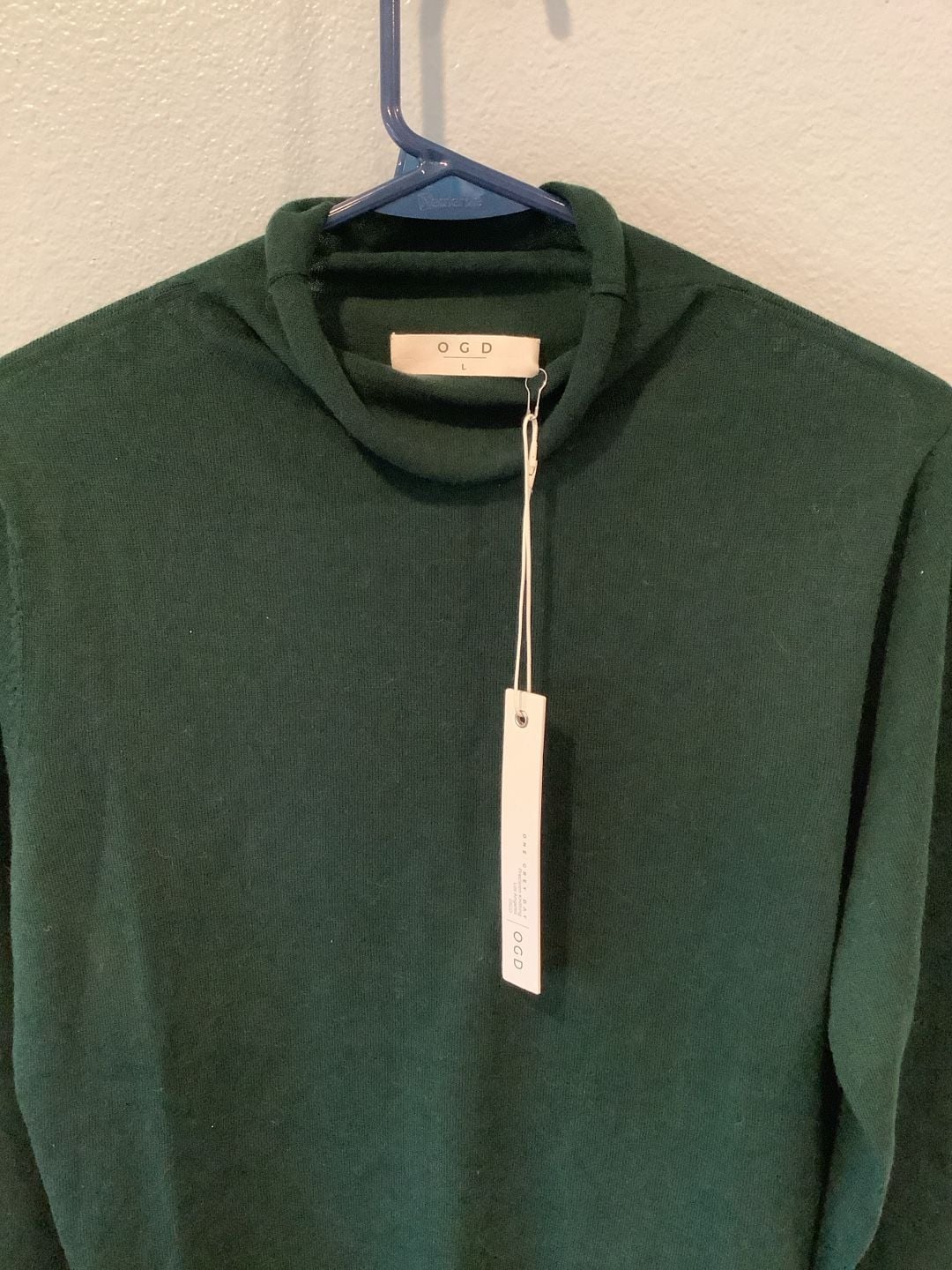 OGD Mock Neck Sweater Size L 100% Merino Wool 3