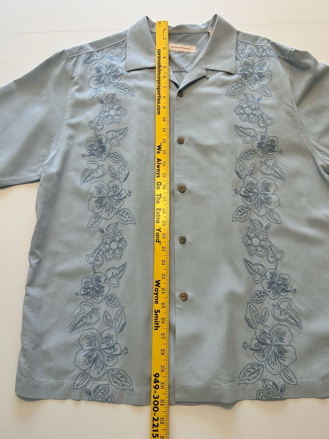 Tommy Bahama Silk Embroidered Short Sleeve Shirt XL Light Blue 5