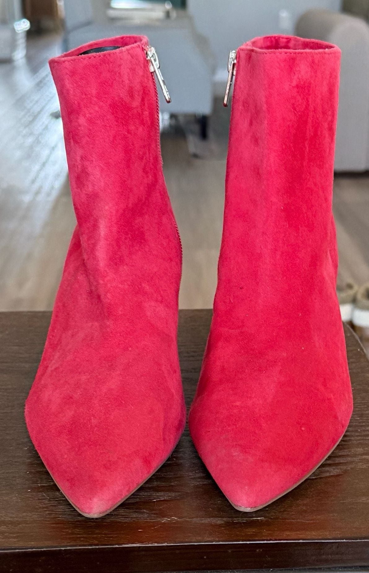 Sam Edelman Suede Ankle Boots Red 2