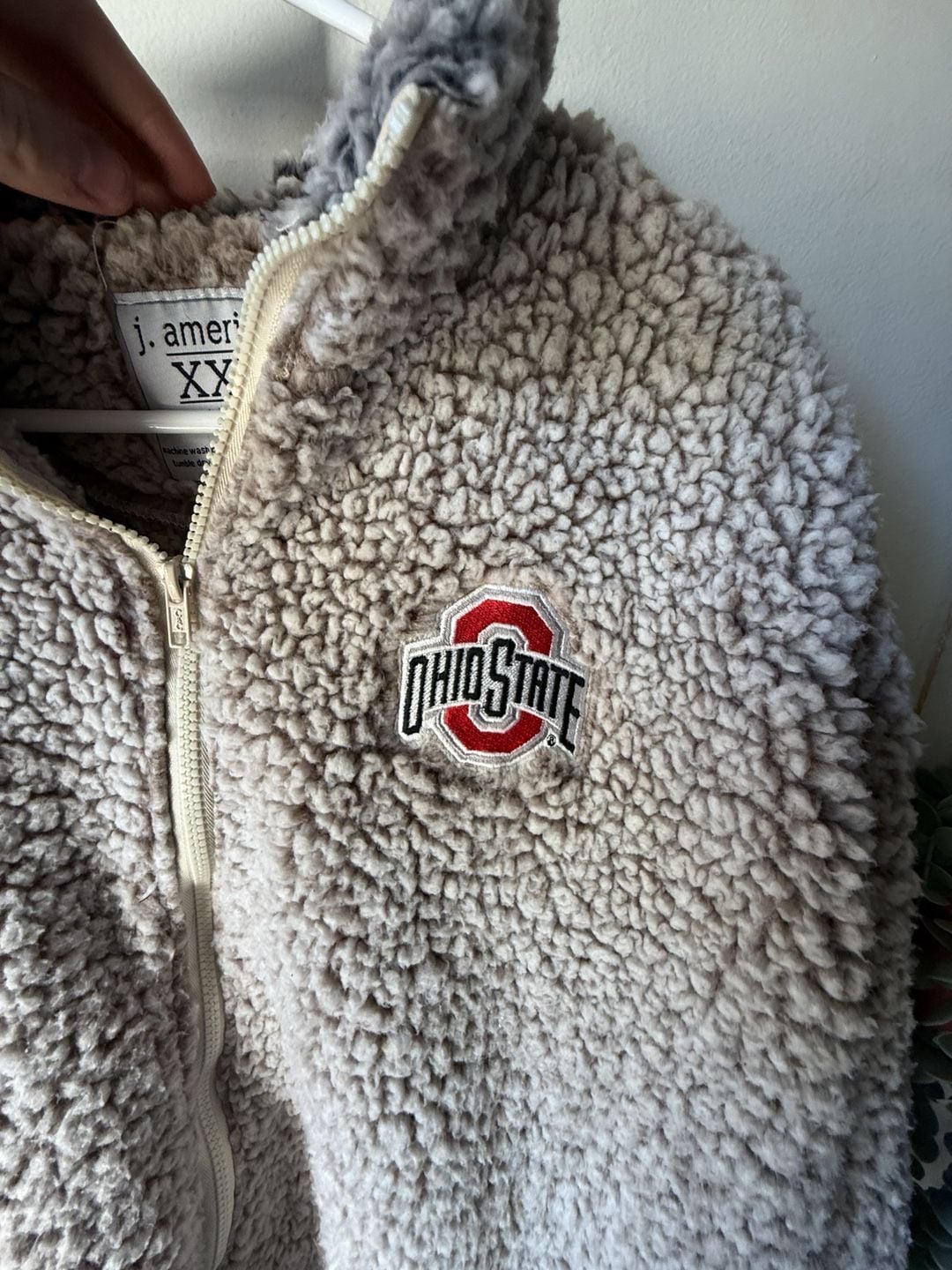 Ohio State Buckeyes Sherpa Fleece Jacket J America Gray 1/4 Zip XXL 4
