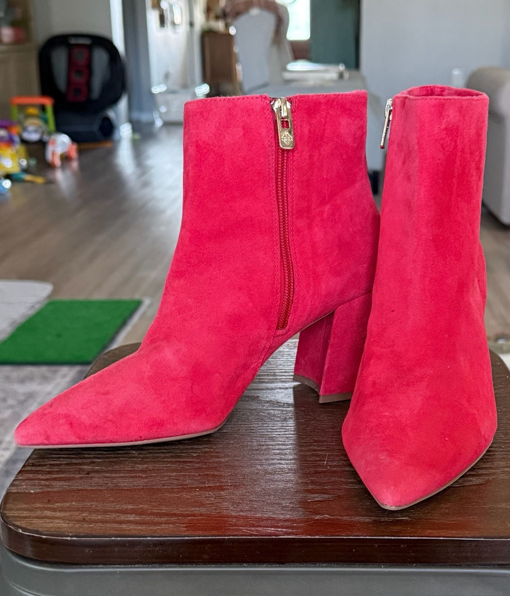 Sam Edelman Suede Ankle Boots Red 3