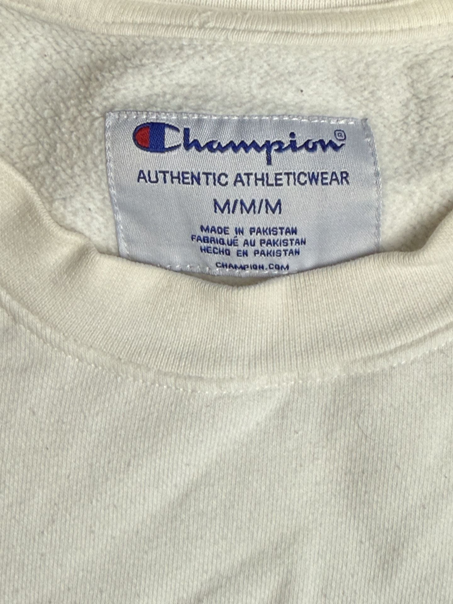 Champion Crewneck Sweatshirt Size Medium White Embroidered Logo Pullover 5