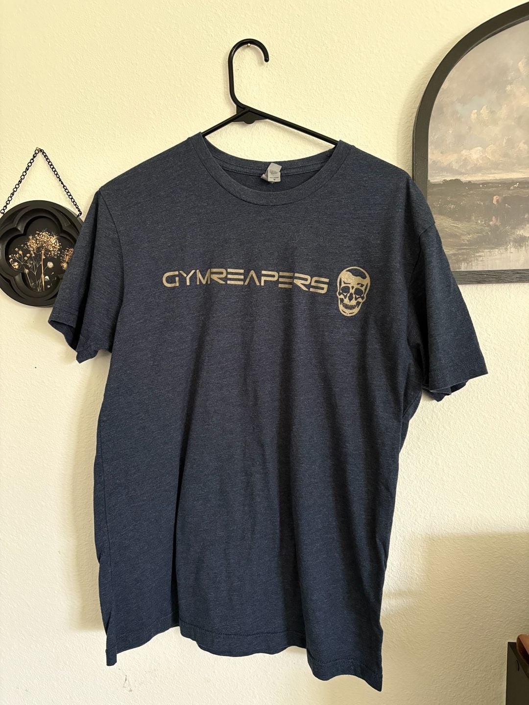 Gymreapers T-Shirt Size M Blue Skull Logo Athletic Workout Tee 2