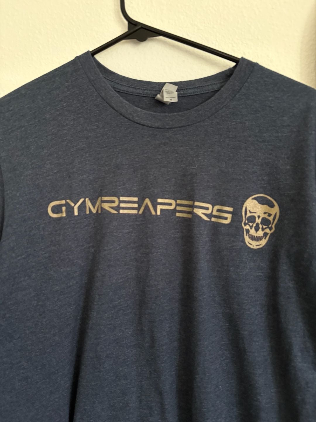 Gymreapers T-Shirt Size M Blue Skull Logo Athletic Workout Tee 3