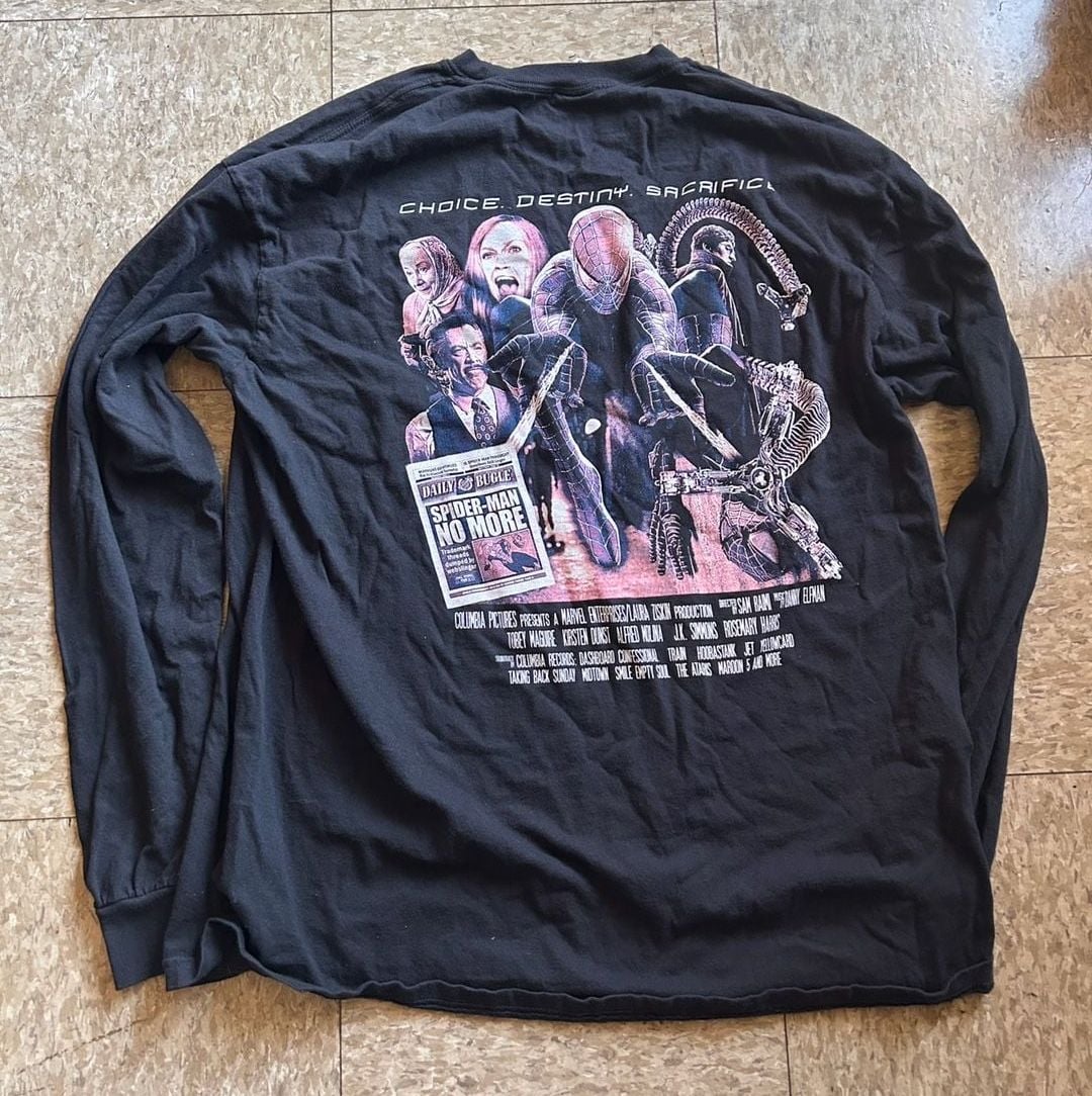 Comfort Colors Spider-Man 2 Movie Long Sleeve Shirt XL Black Graphic 5