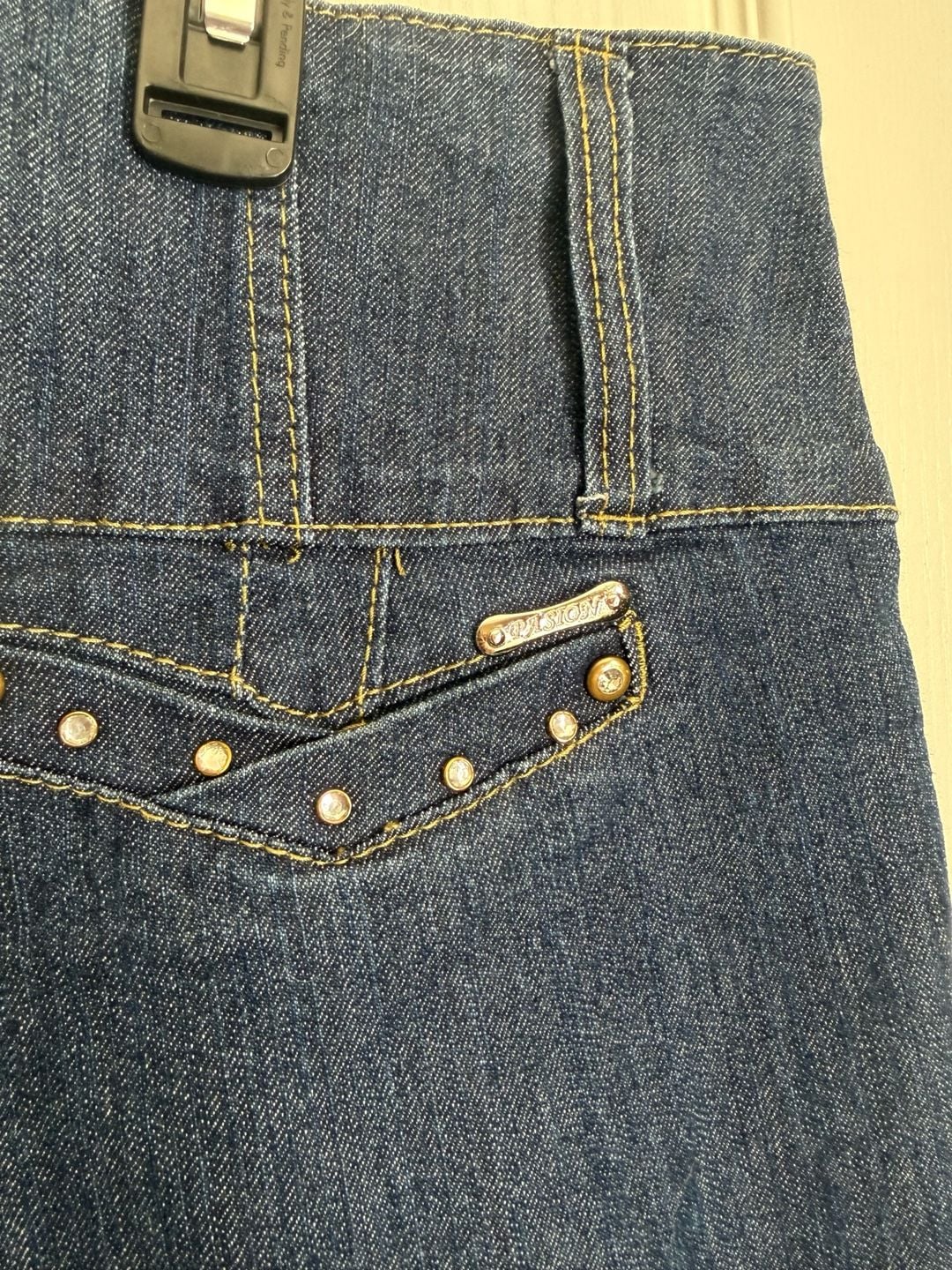 Pasion Denim High Waist Rhinestone Button Shorts Size 10 5