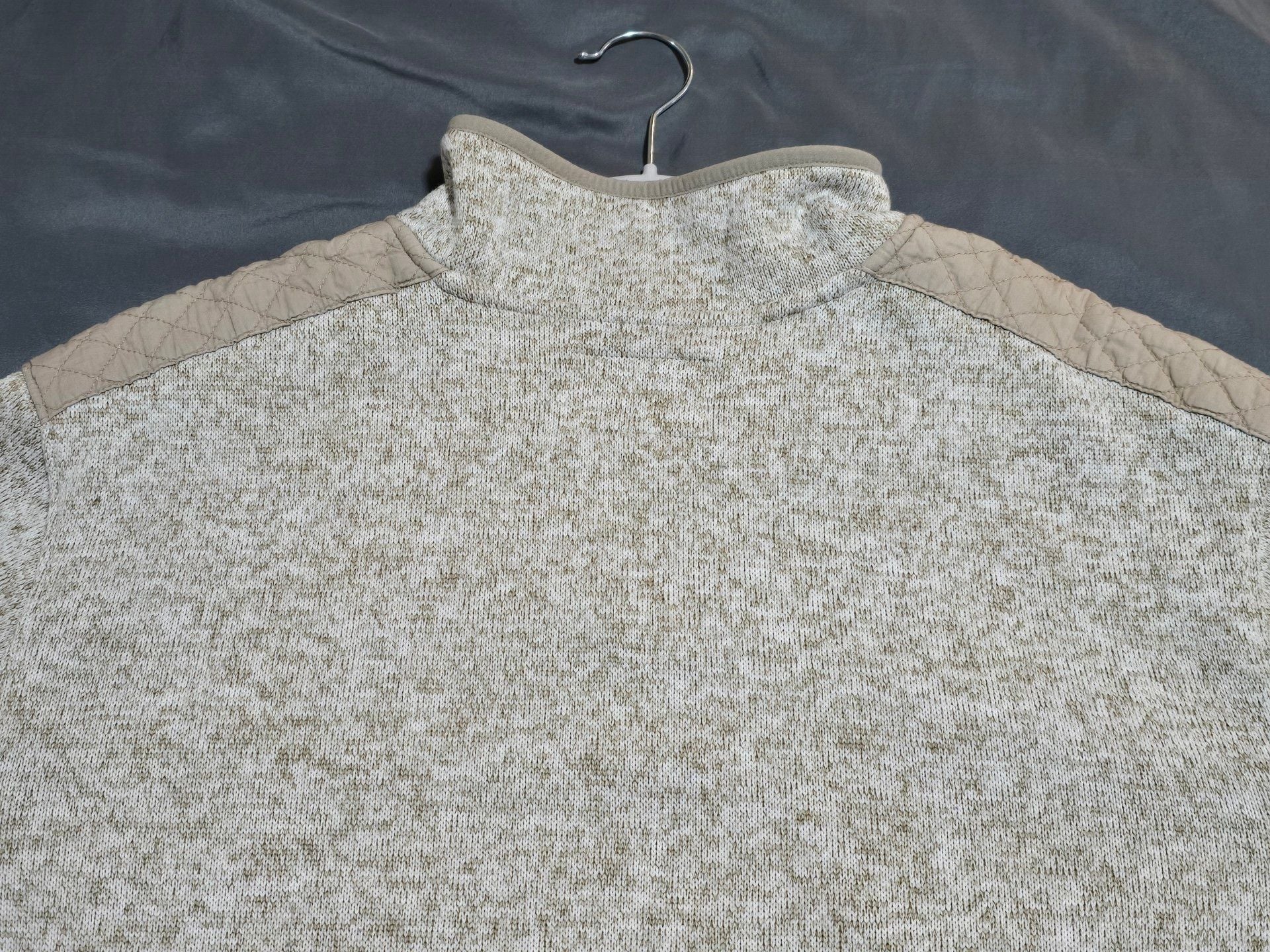 Goodfellow & Co Pullover Sweater Tan Speckled Snap Mock Neck 5