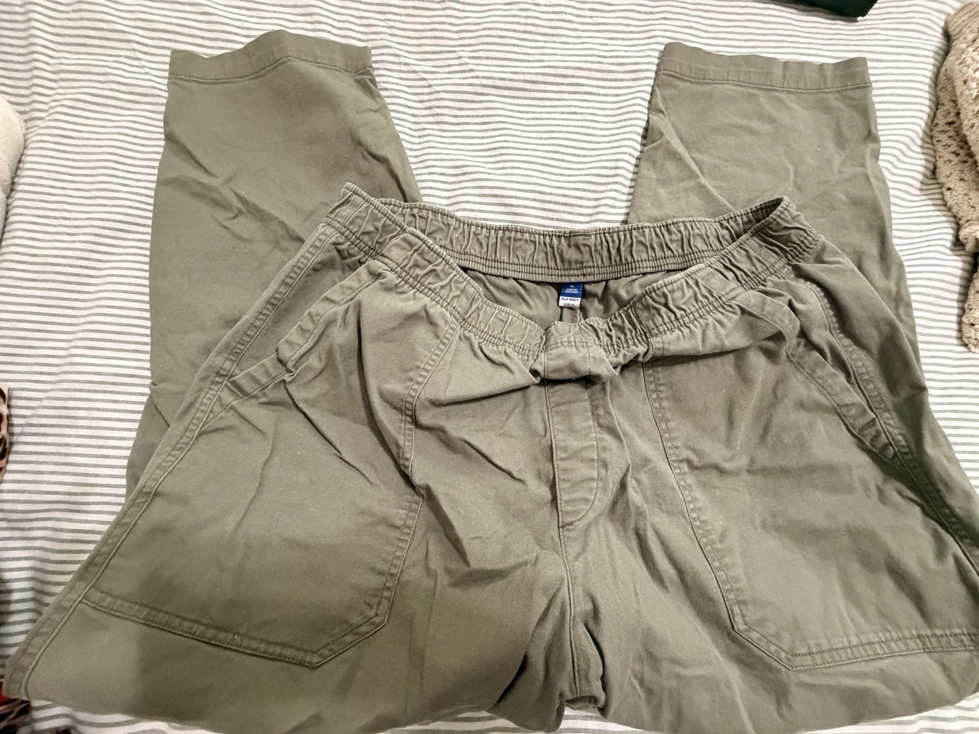 Old Navy Barrel Pants Olive Green Elastic Waist 2